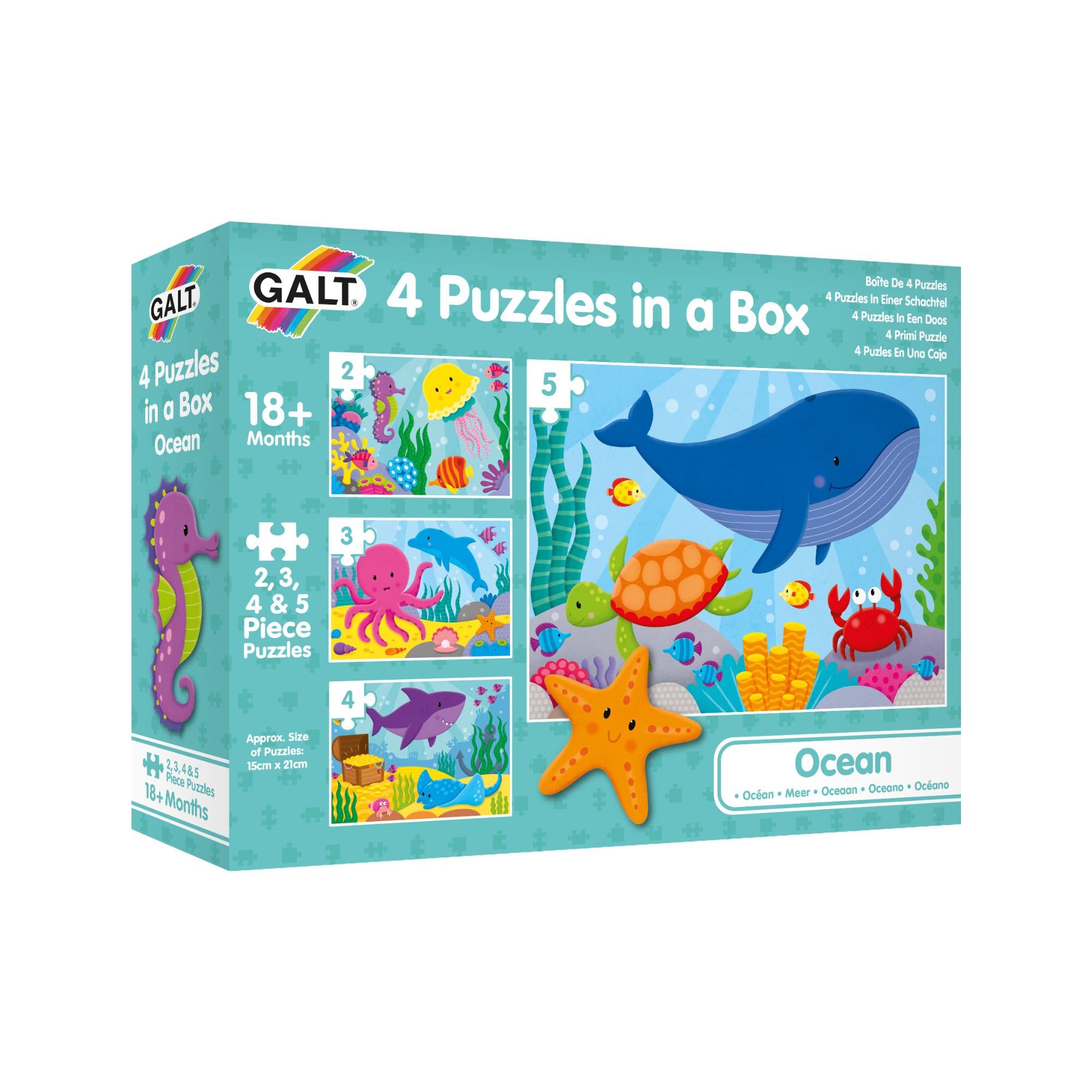 Galt 4 Puzzles in a Box - Ocean Themed Jigsaw Puzzles for Toddlers 18 Months+ 6