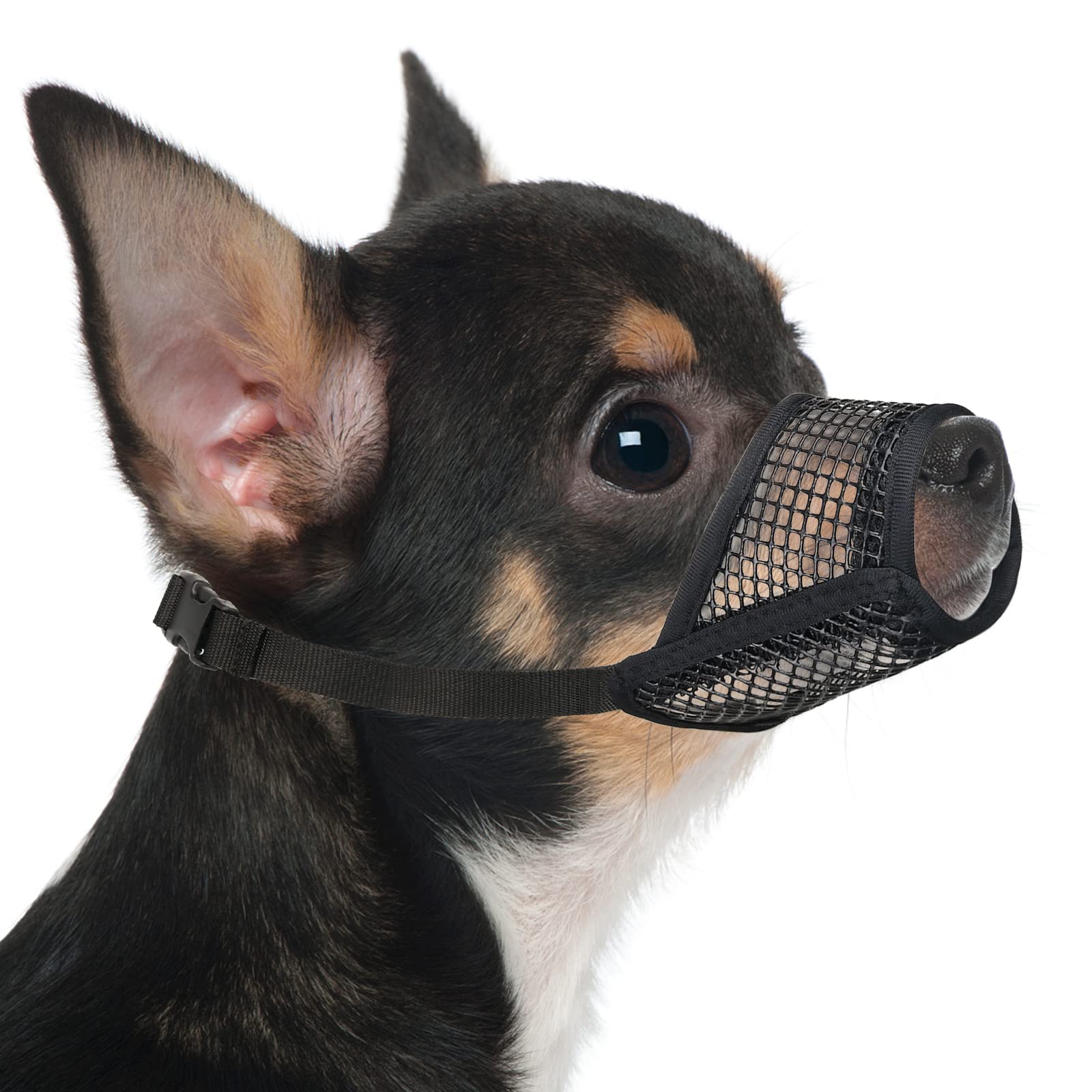 Mayerzon Ultra-Breathable Mesh Dog Muzzle - Adjustable Strap, Lightweight & Packable | Black, XS-Snout (13.5-15.5CM)