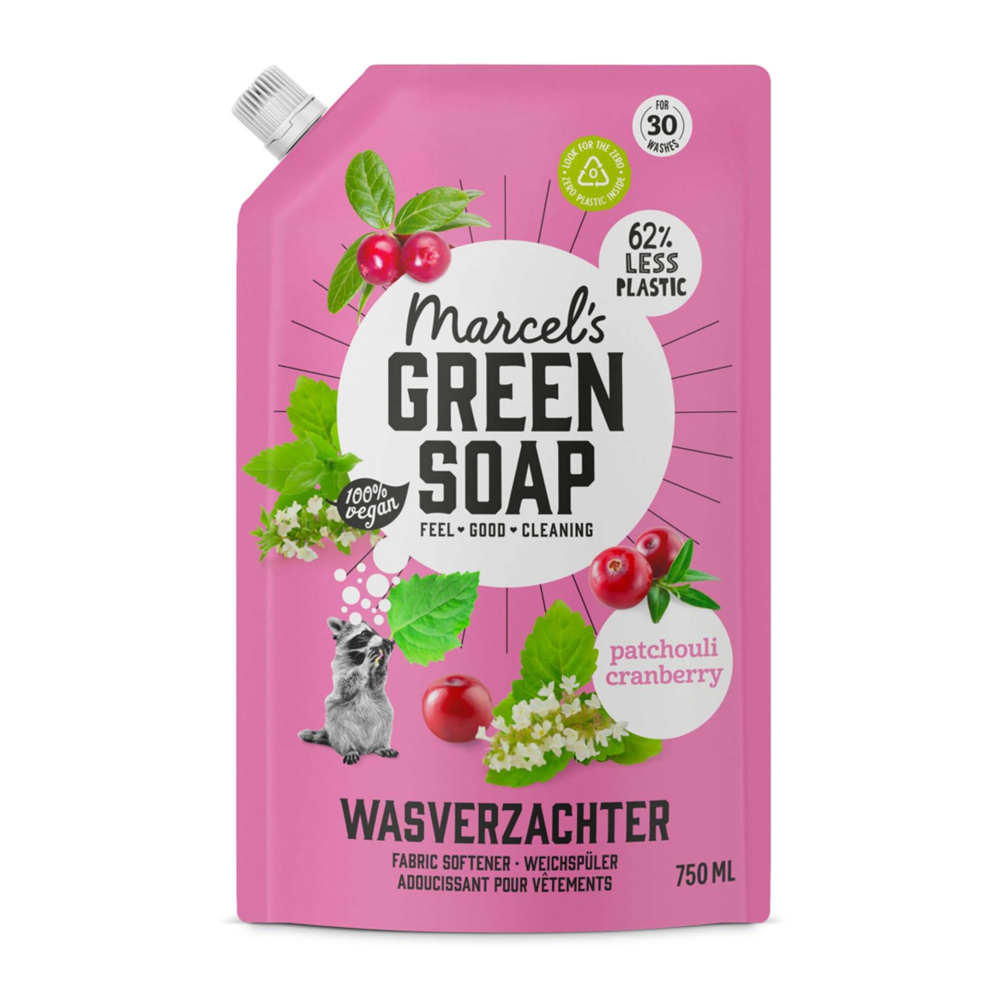 Marcel's Green Soap Fabric Softener Refill - Patchouli & Cranberry Scent - 750 ml