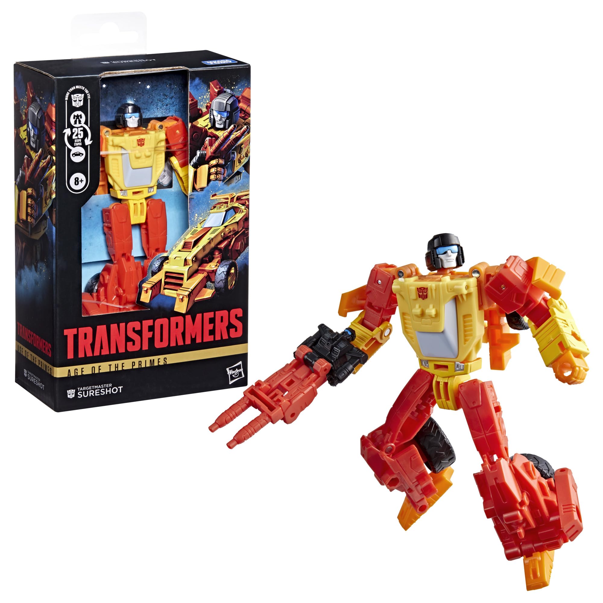 Transformers Age of the Primes Deluxe Class Sureshot Action Figure | 5.5-Inch | 25 Steps 3