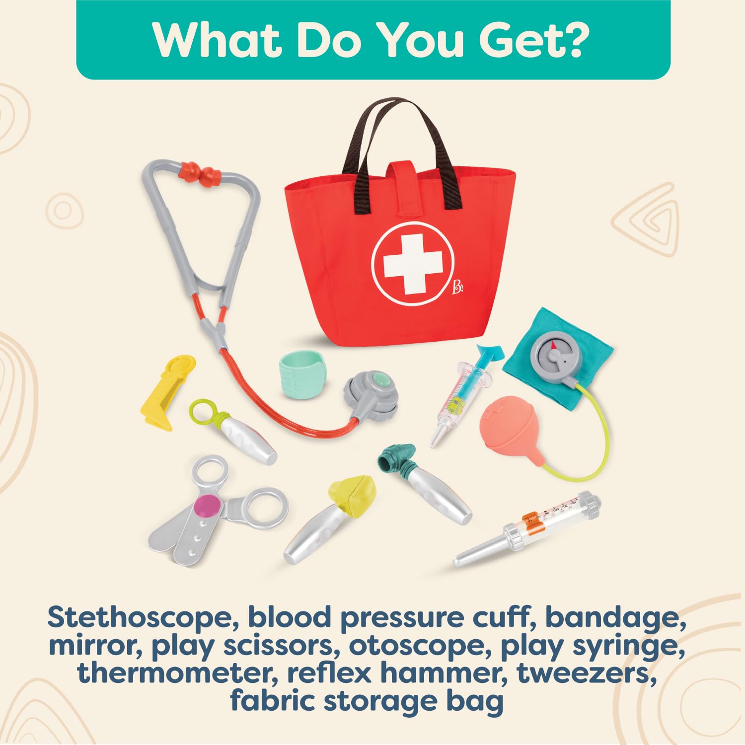 B. toys Mini Doctor Care Kit - Realistic Pretend Play Set for Toddlers & Kids 18m+ 7