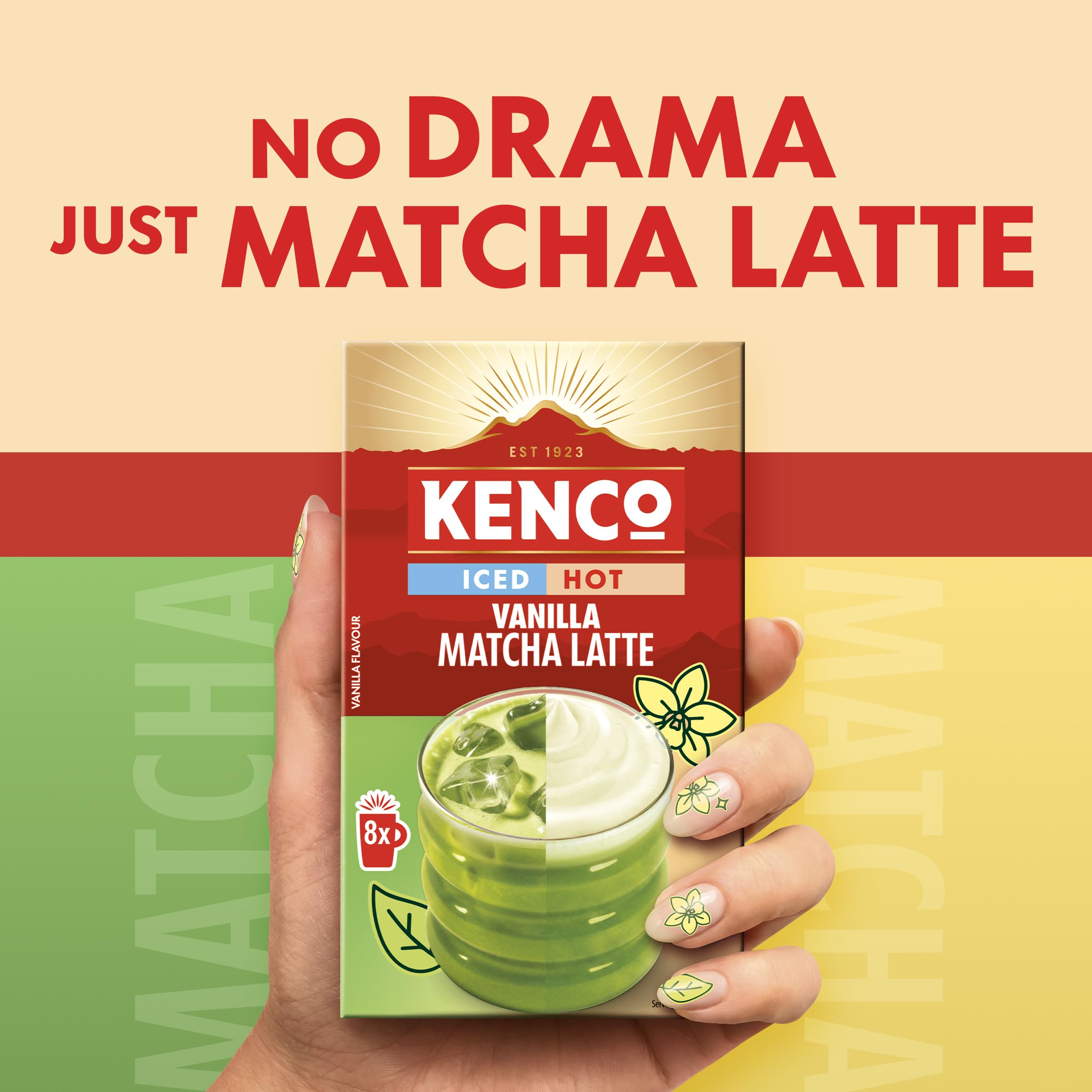 Kenco Vanilla Matcha Latte Sachets - 40 Count | Iced or Hot | Vegetarian Friendly