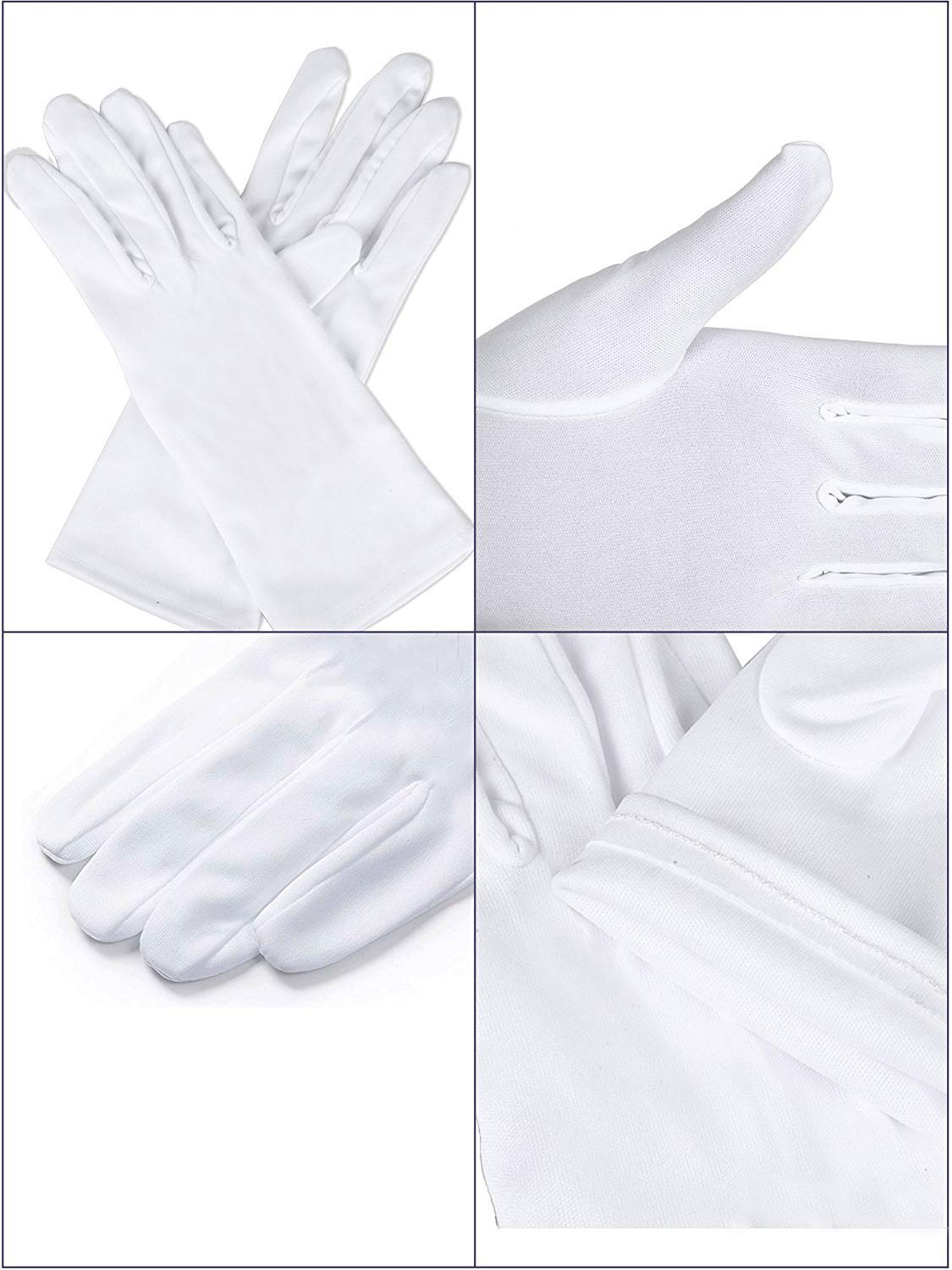 SHATCHI White Short Gloves for Captain, Clown, Magician, Santa Costume 6