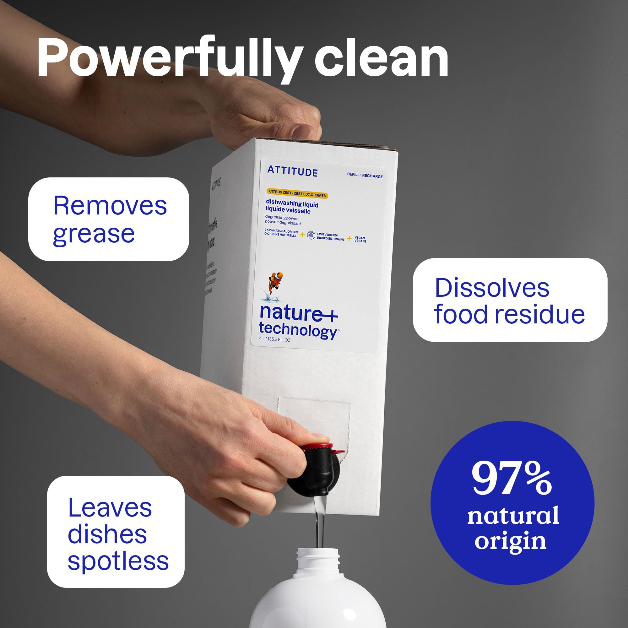 ATTITUDE EWG Verified Plant-Based Dish Soap Liquid, Wildflowers Scent, 1 L 3