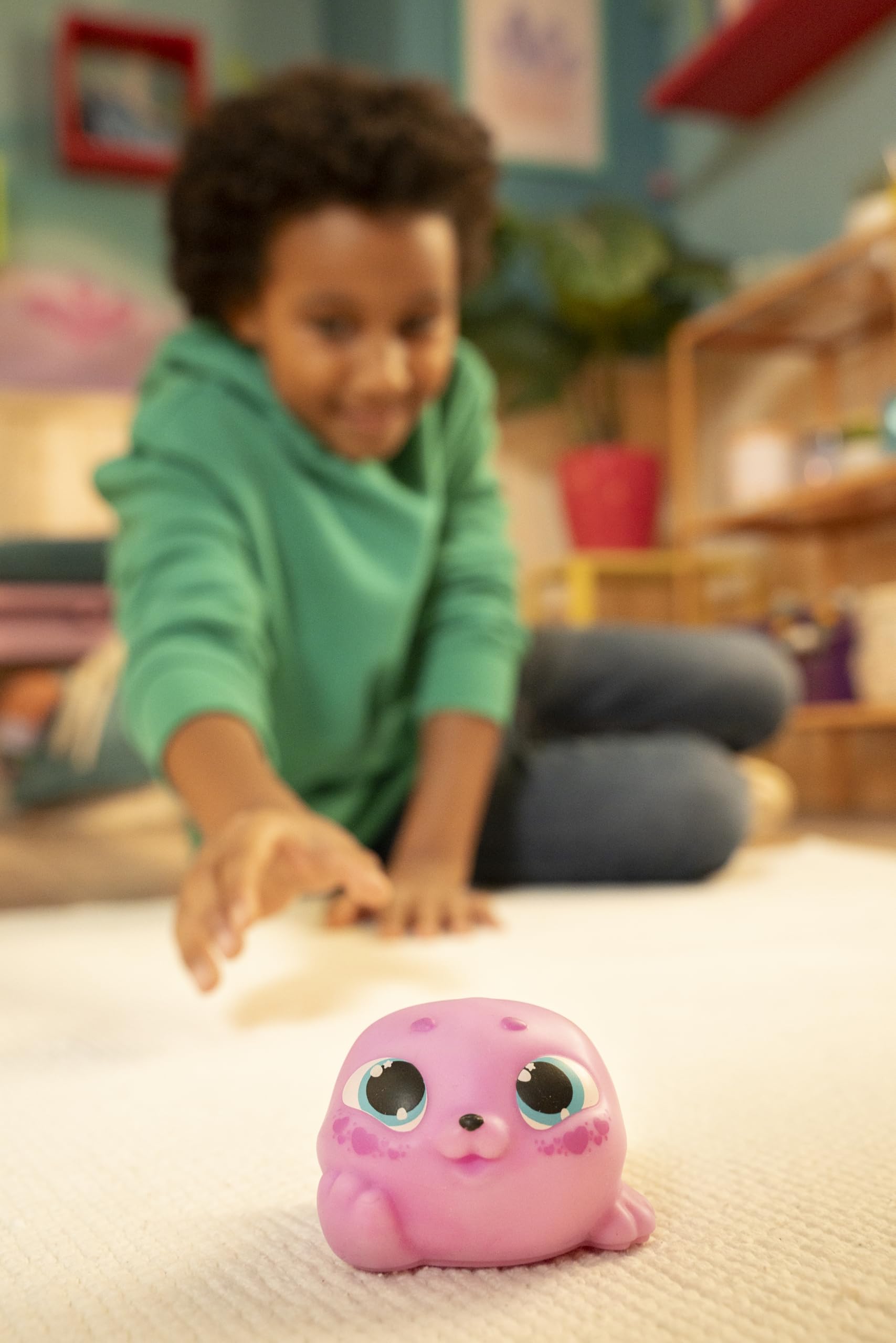 Animagic Let's Glo Seal - Pink | Glowing, Gliding, Squishy Interactive Toy for Kids 5