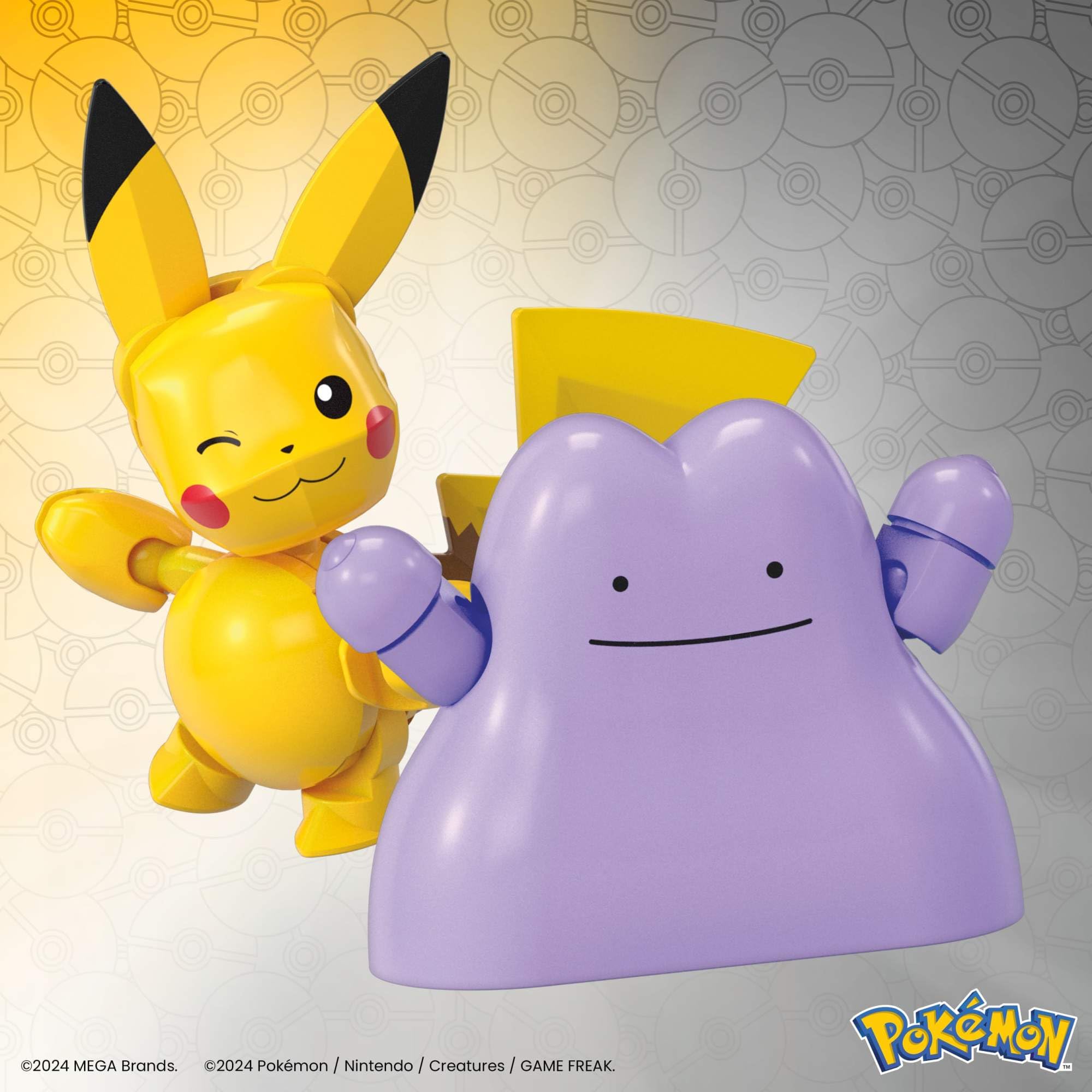 MEGA Pokémon Action Figure Building Toy Set - Buildable Pikachu & Ditto with Poké Balls, Ages 6+ 7