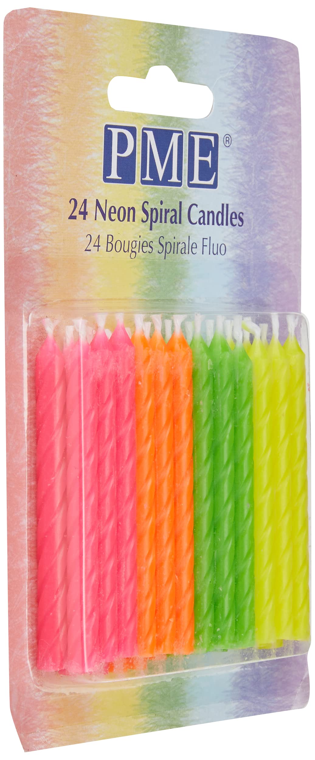 PME Neon Spiral Candles - 24-Pack Multi-Color Party Cake Toppers 3
