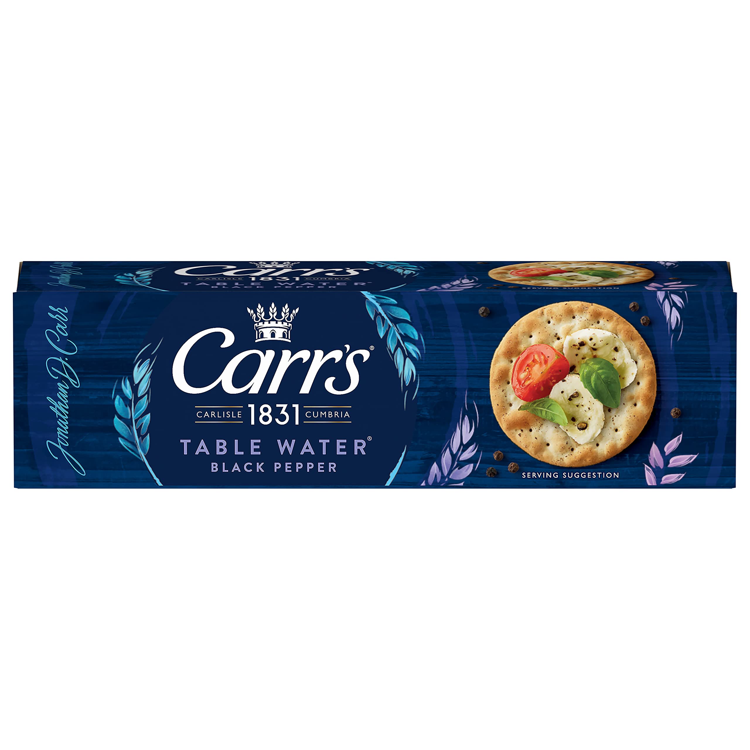 Carr's Table Water Crackers with Cracked Black Pepper - Crisp & Light Texture | 125g