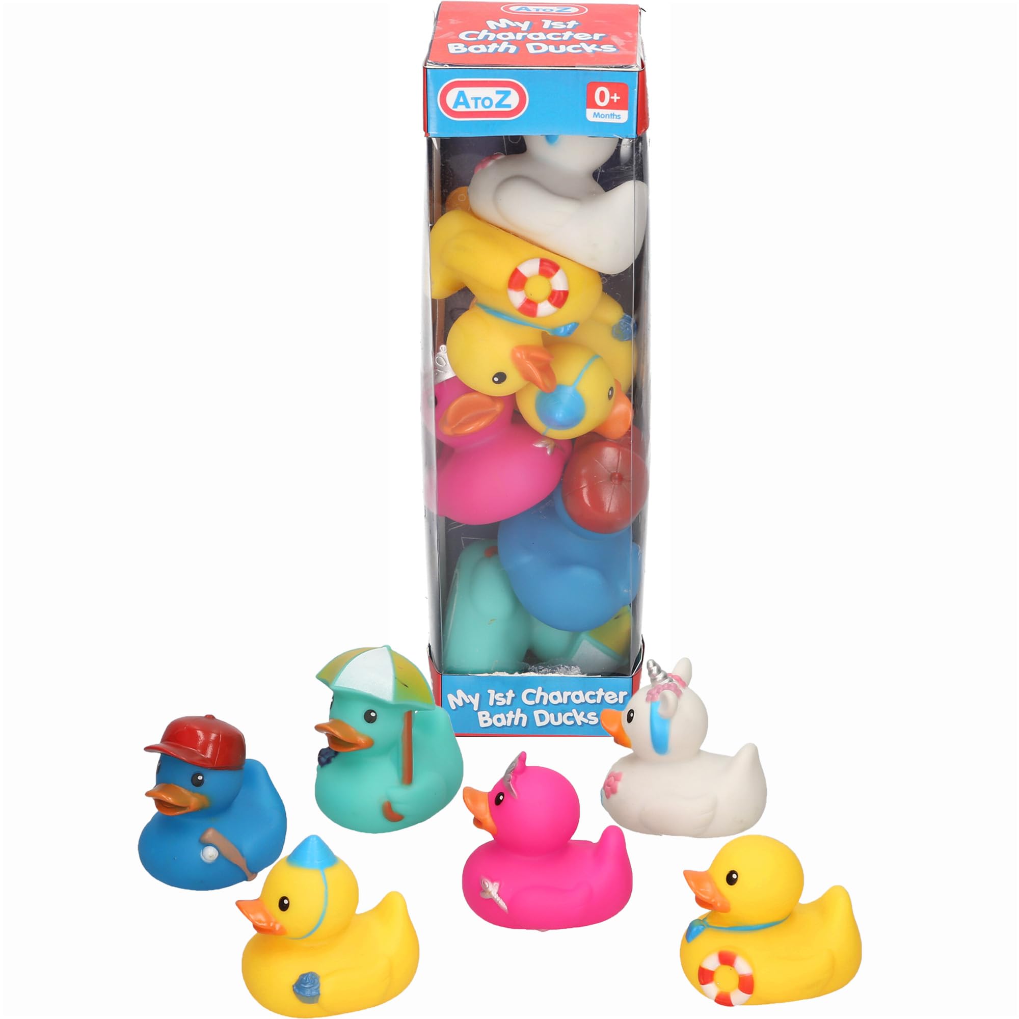 Coloured Ducks Bath Toy - 6-Pack Character Rubber Ducks for Babies 0+ Months 4