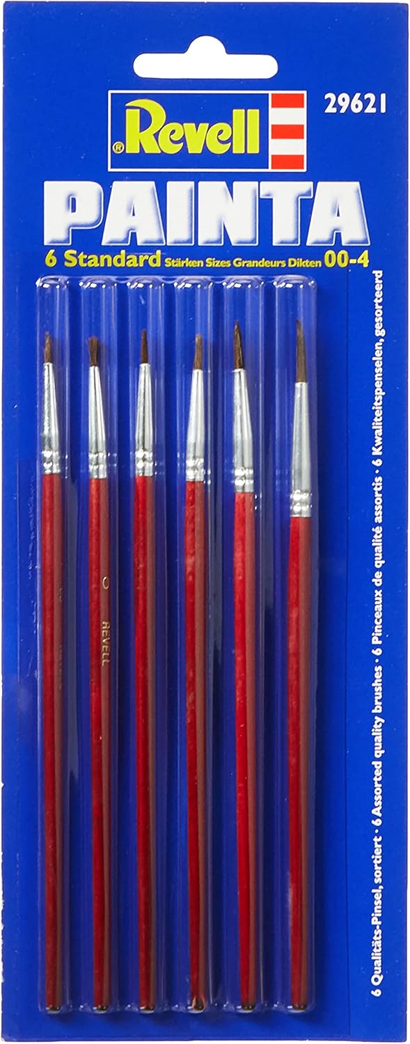 Revell Painta Standard Paint Brush Set - 6 Piece Art Brush Kit for Modeling & Crafts
