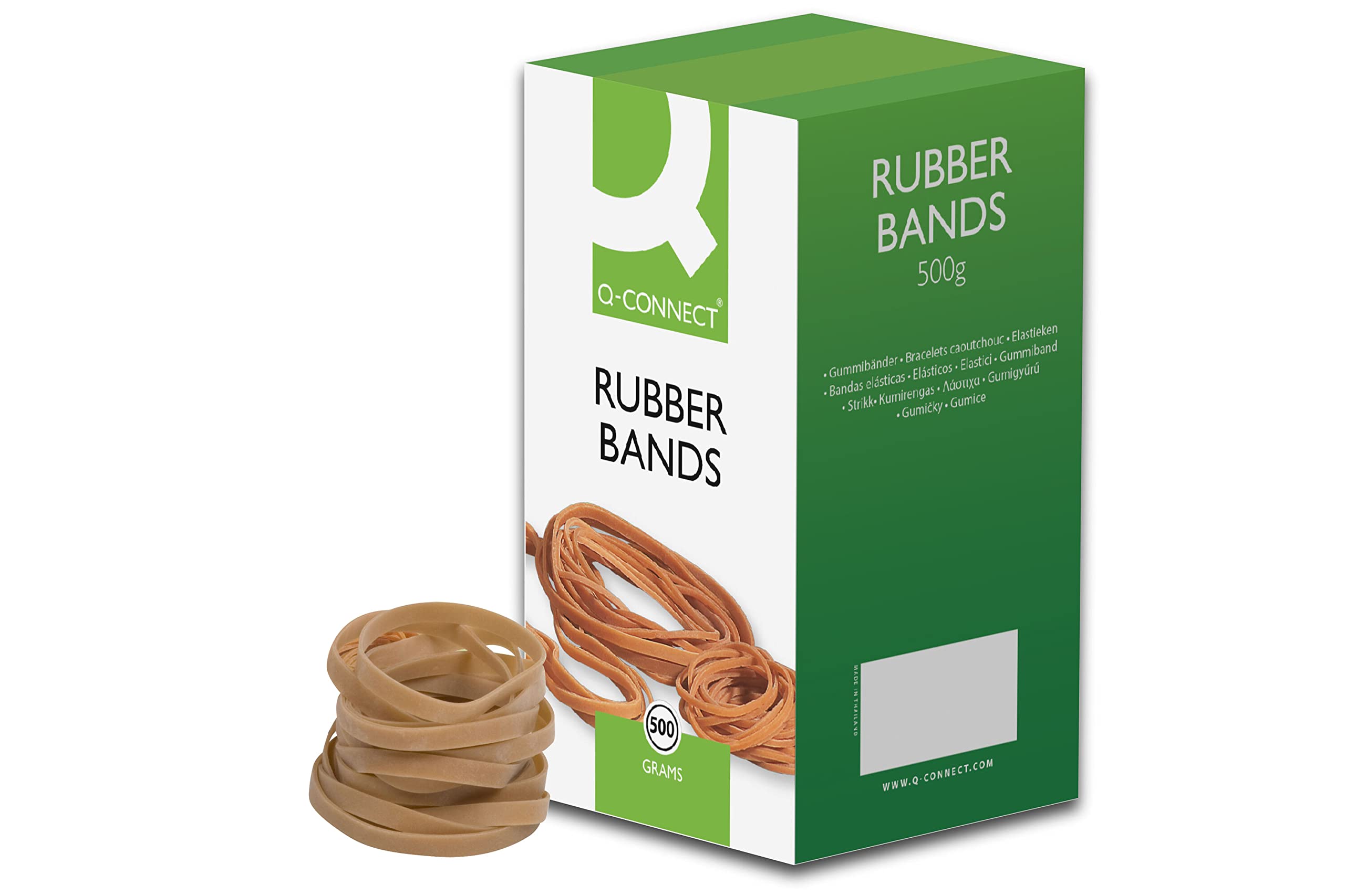 Q-Connect Rubber Bands No.38 - 152.4 x 3.2 mm | 500 g Pack | Oak/Beige