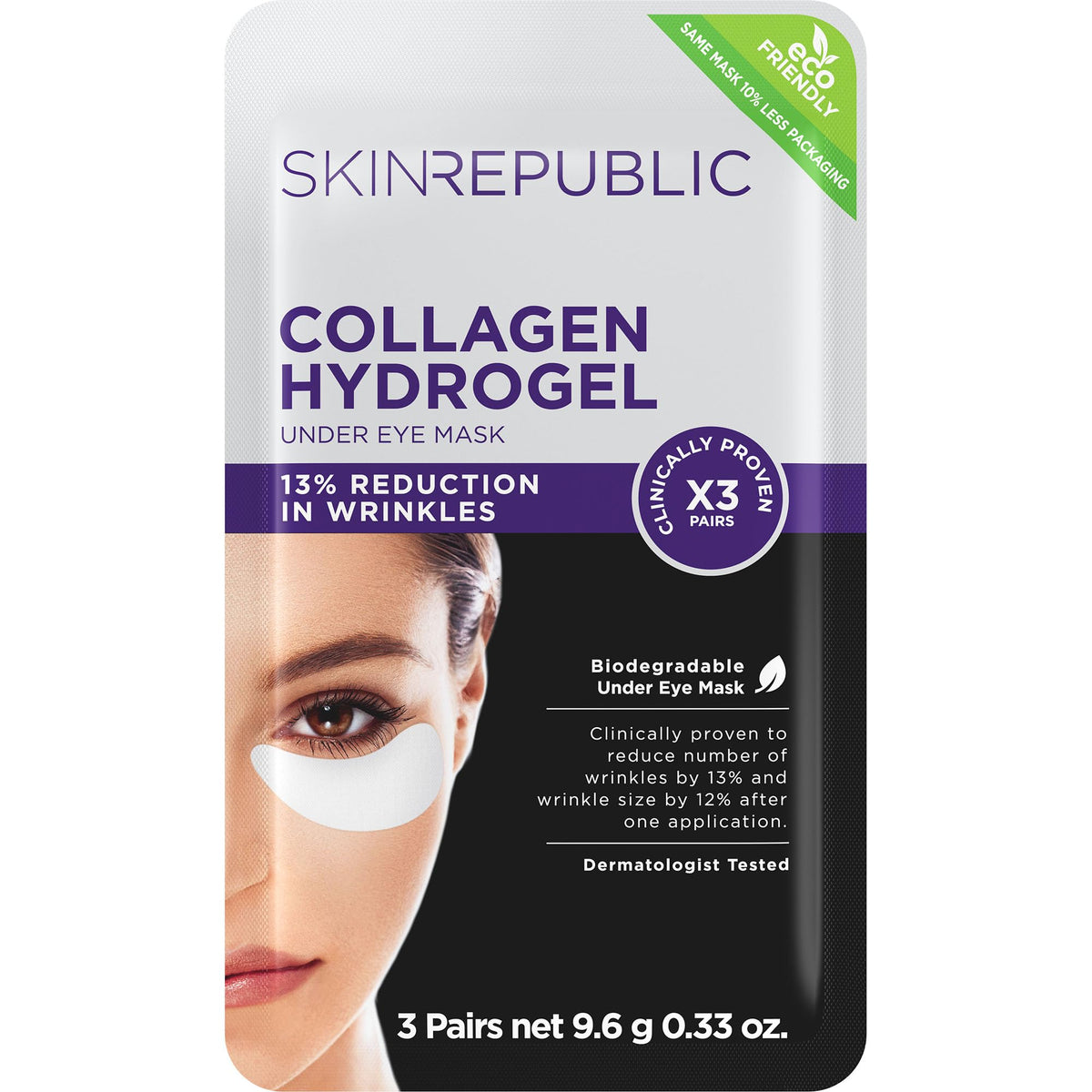 Skin Republic Collagen Eye Patches - Reduces Dark Circles, Fine Lines & Puffiness | 6 Count