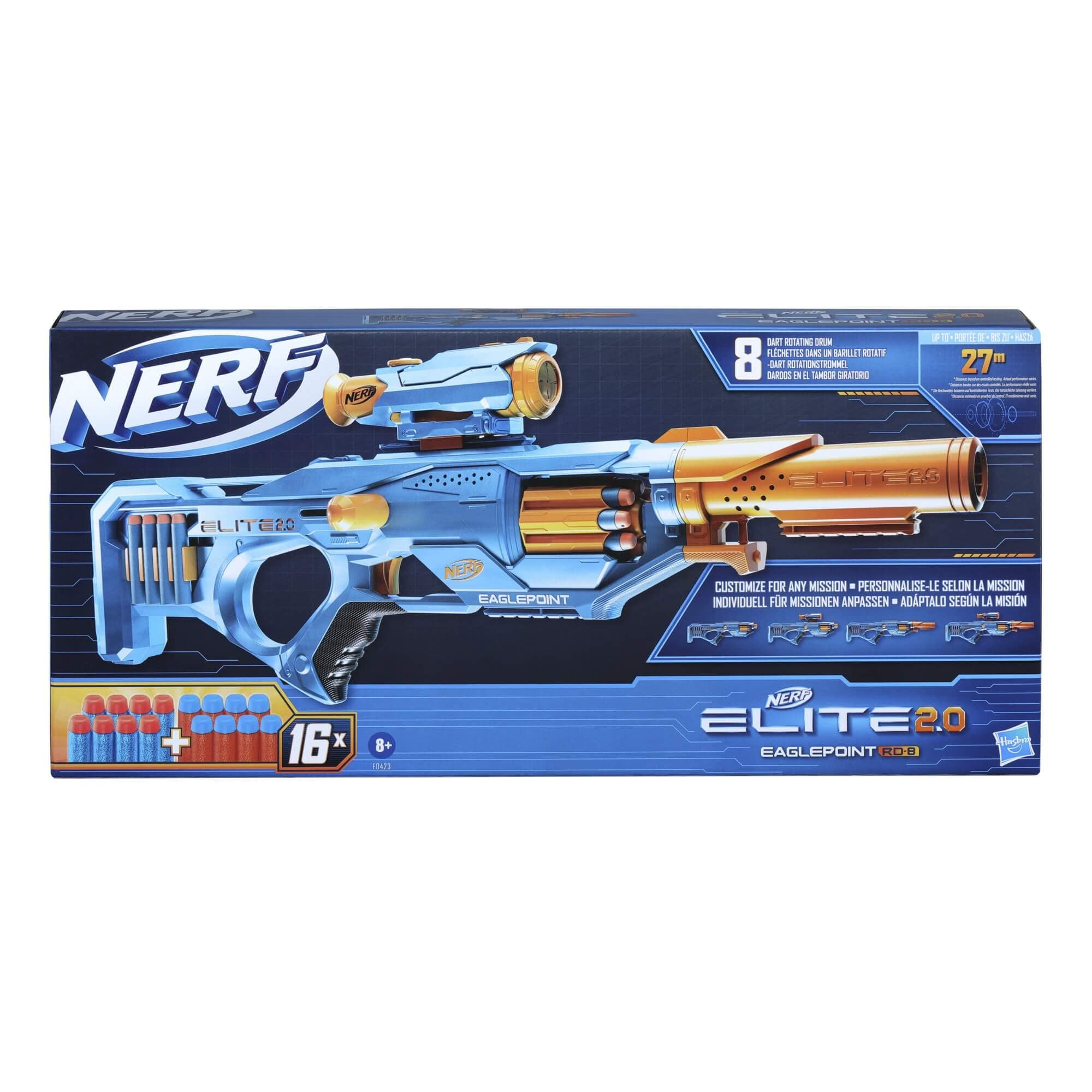 Nerf Elite 2.0 Eaglepoint RD-8 Blaster - 8-Dart Drum, Detachable Scope, 16 Darts, Bolt Action 3