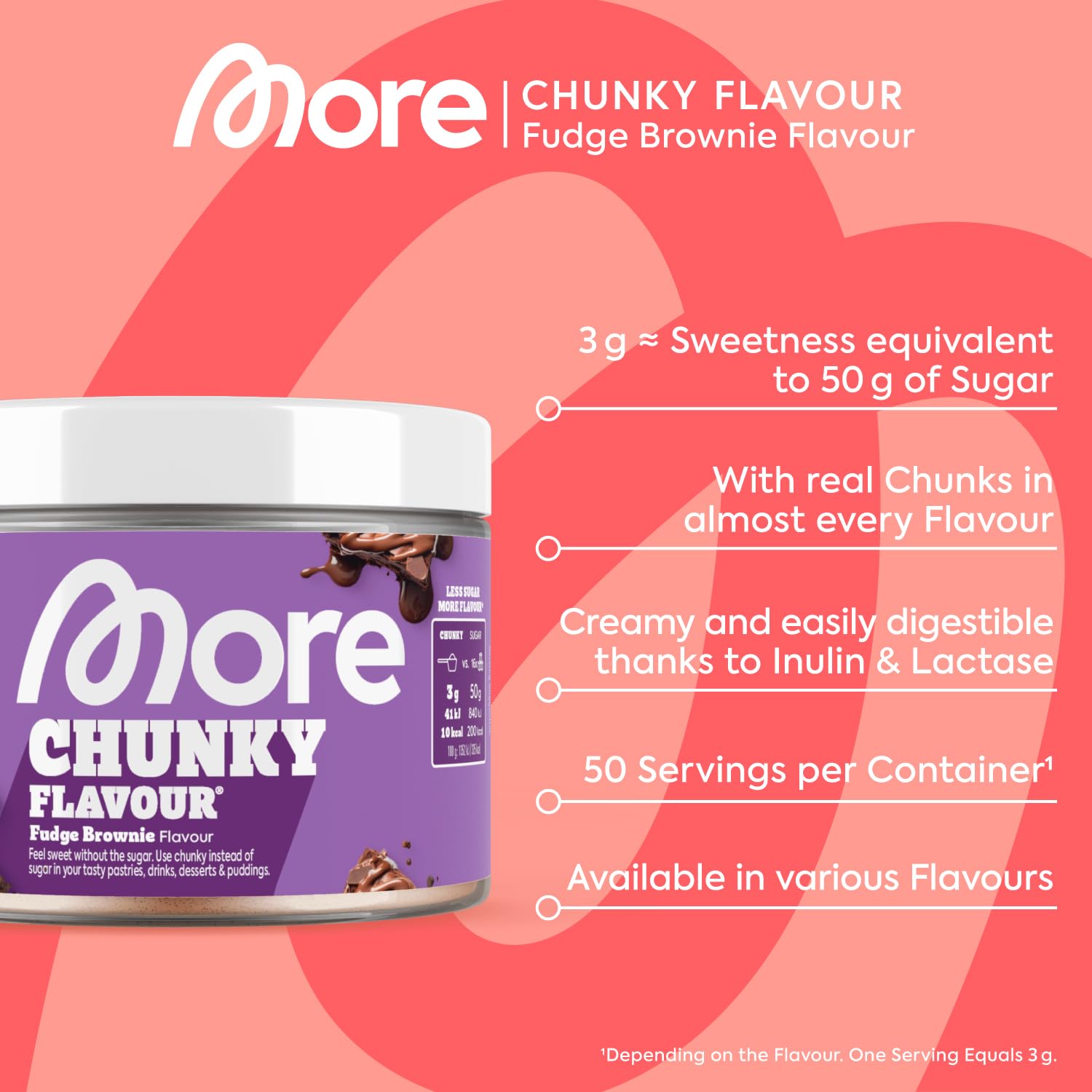 MORE Nutrition Chunky Flavour Fudge Brownie 150g 3