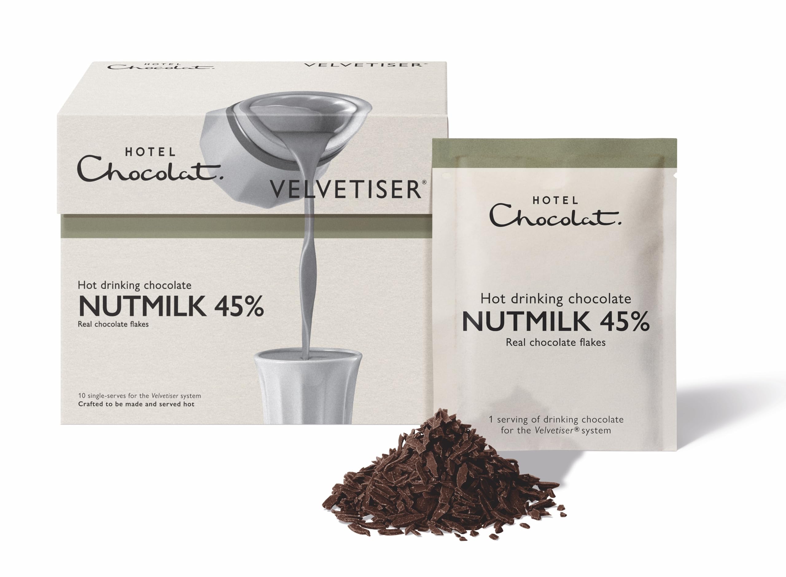 Hotel Chocolat Nutmilk 45% Vegan Hot Chocolate Sachets - 10 Pack