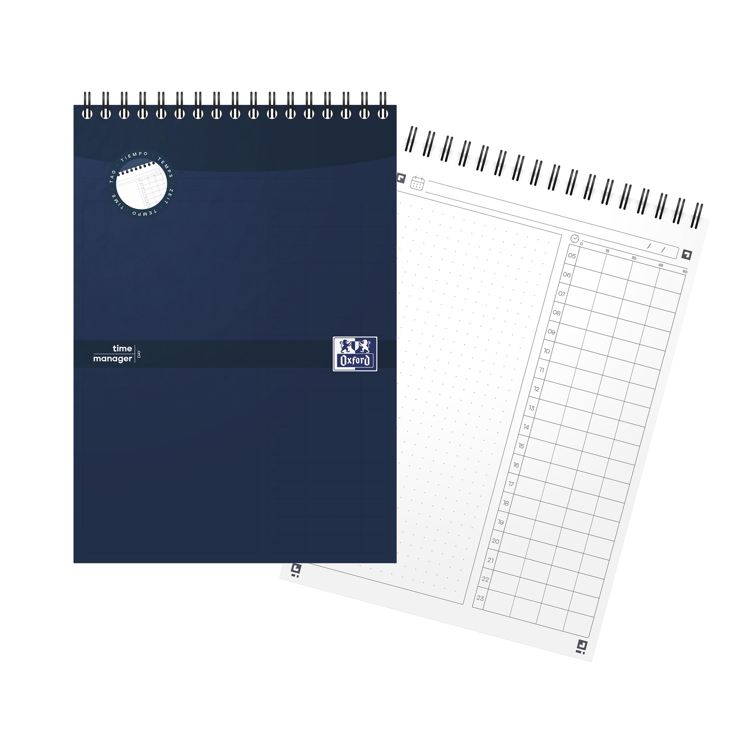 Oxford Task Manager To Do List Notebook - Wirebound A5 Planner, 140 Pages, Navy/White 1