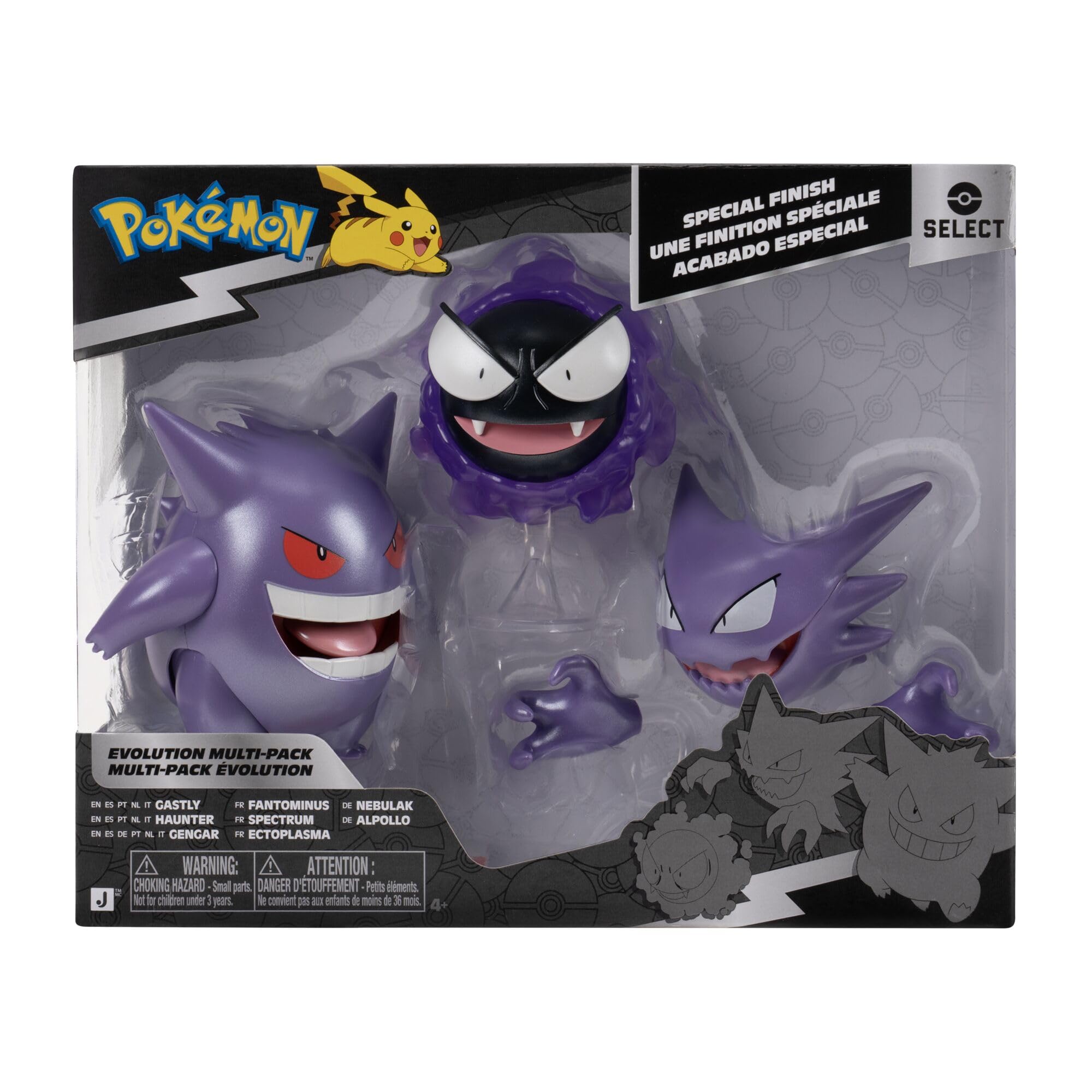 Pokemon Gastly, Haunter, and Gengar Evolution Pack - 3-Inch & 4.5-Inch Figures 2