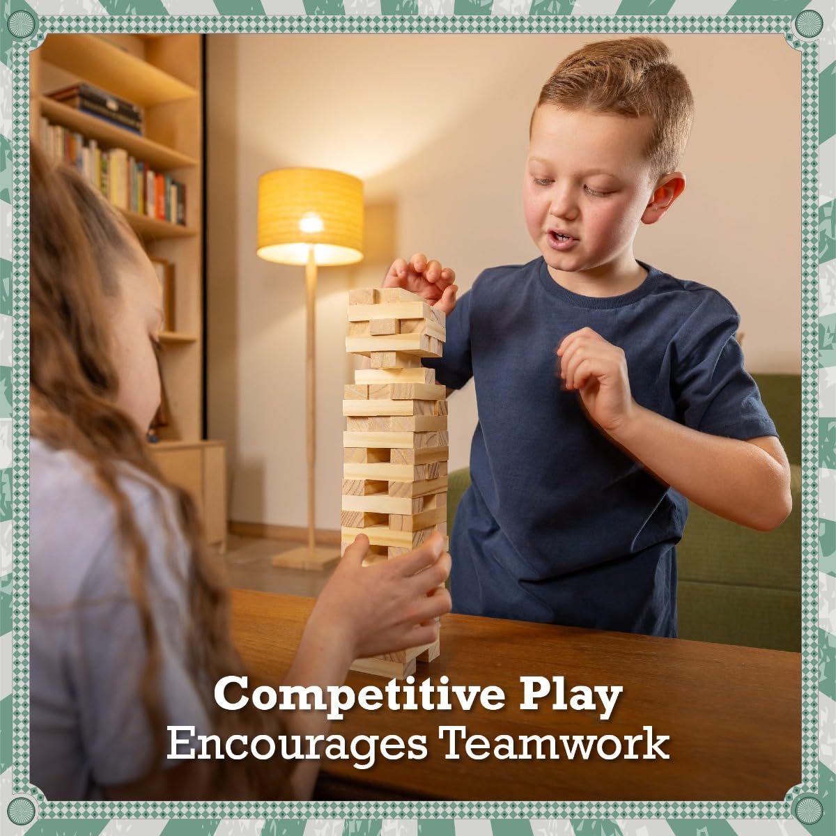 Toyrific Stack and Fall Tumble Tower Game with 54 Wooden Blocks 9