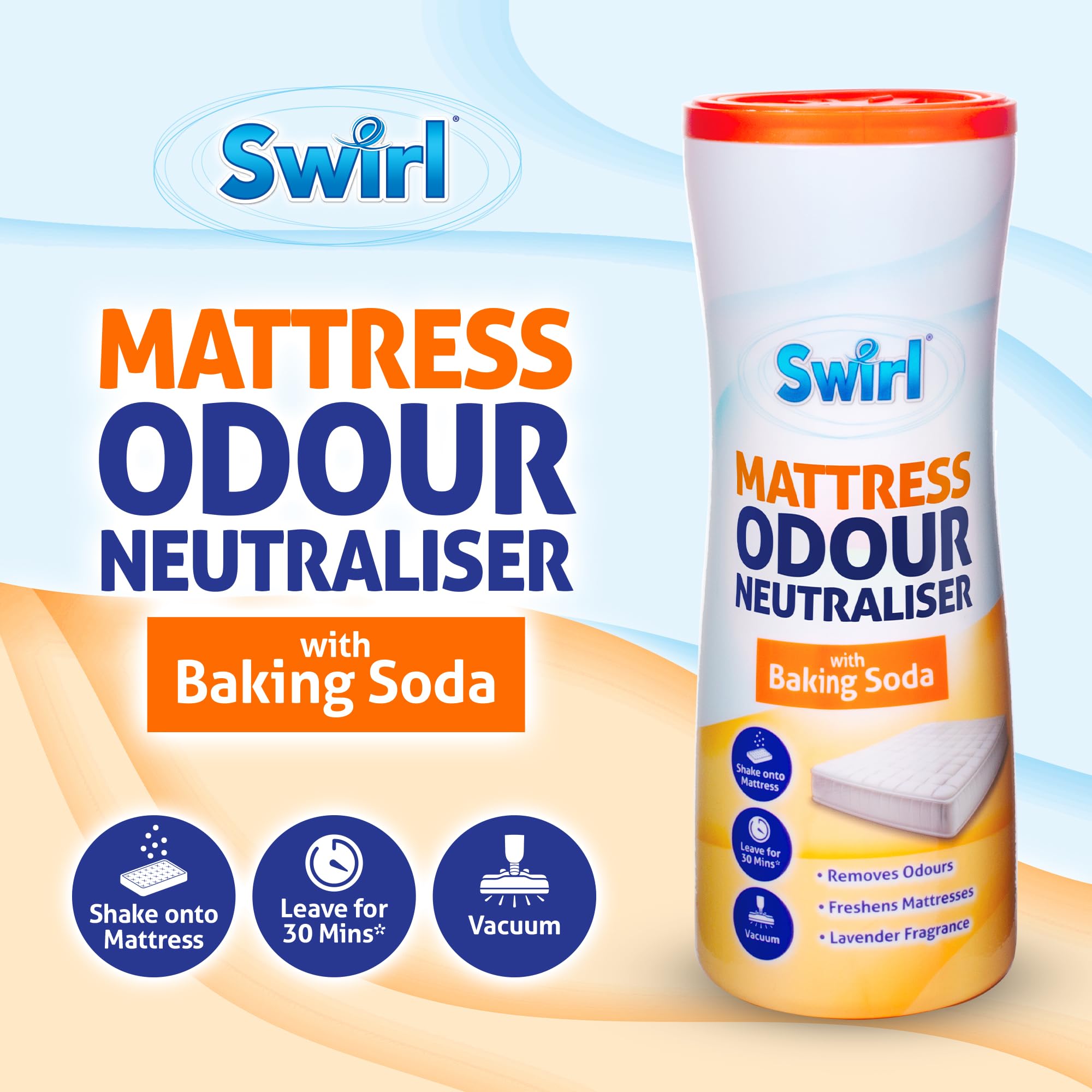 Swirl Mattress Odour Neutraliser with Baking Soda - Lavender Fragrance, 500g