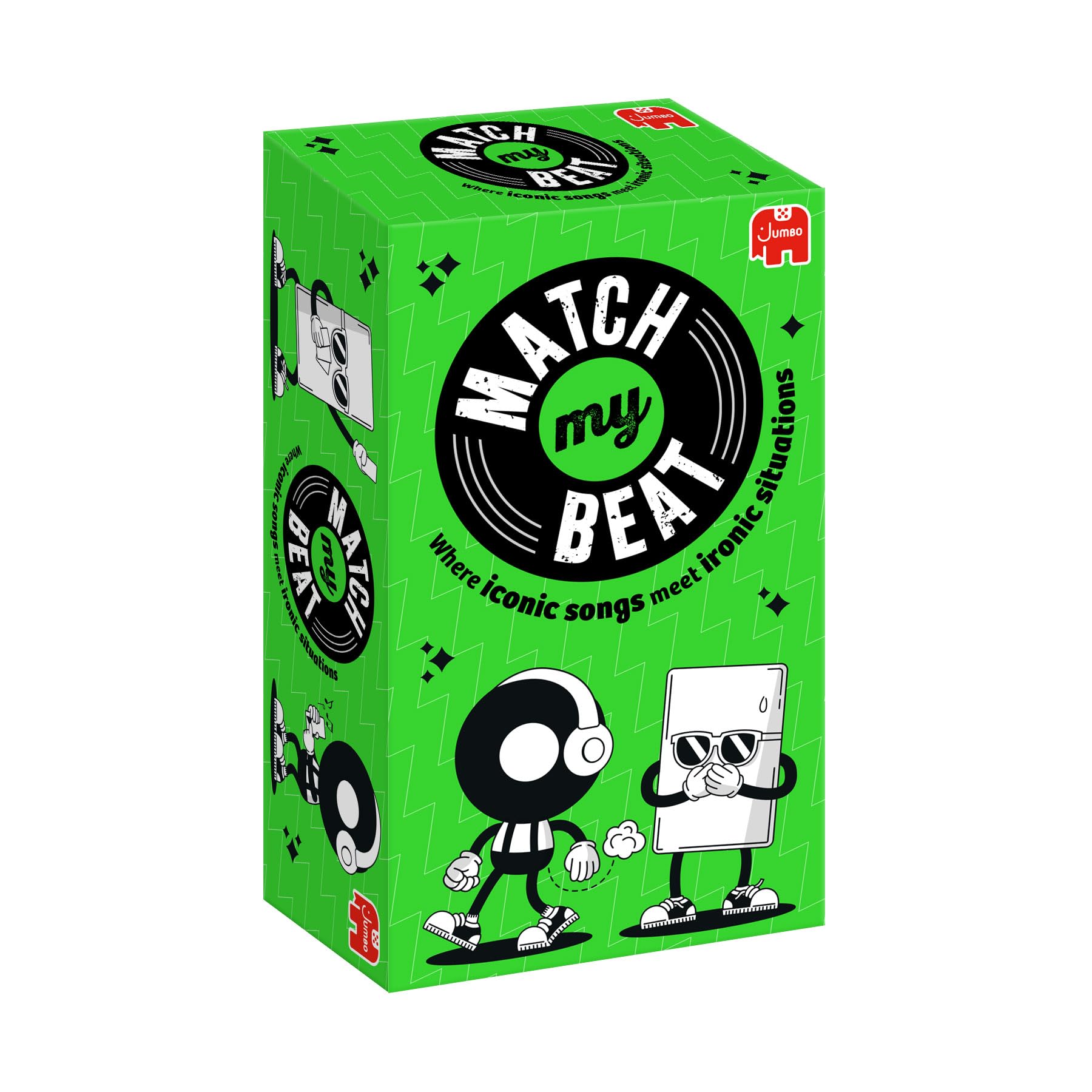 Jumbo Match My Beat Music Party Game - 200 Songs & 400 Scenarios | Adult Card Game