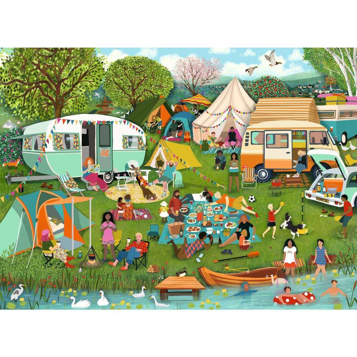 Ravensburger Camping Adventures 500 Piece Jigsaw Puzzle - Charming Lakeside Scene | Adults & Teens | 49x36cm