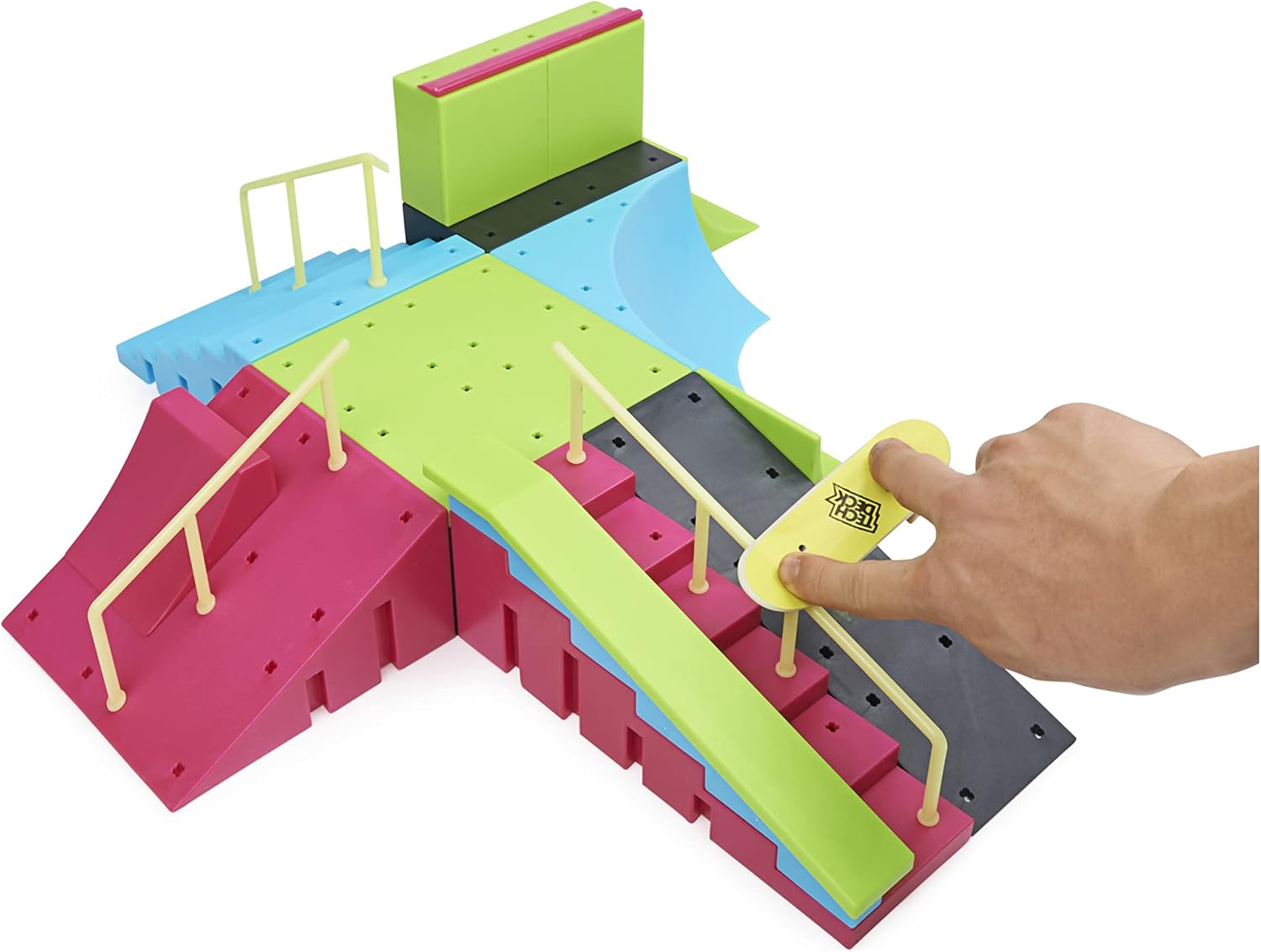 Tech Deck Neon Mega Park X-Connect Creator - Glow-in-the-Dark Customizable Skatepark Playset for Ages 6+