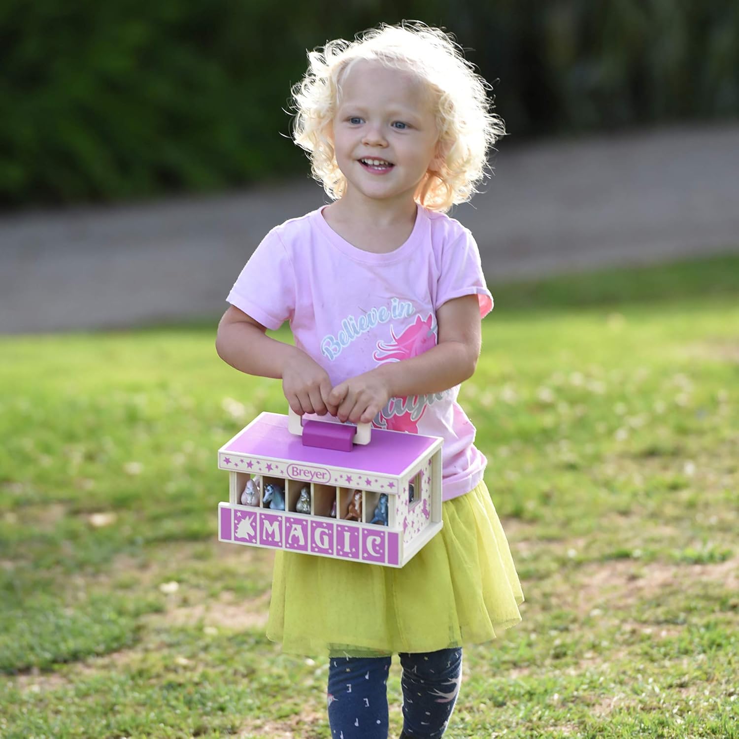 Breyer Unicorn Magic Wooden Stable Playset - 6 Stablemates Unicorns Included