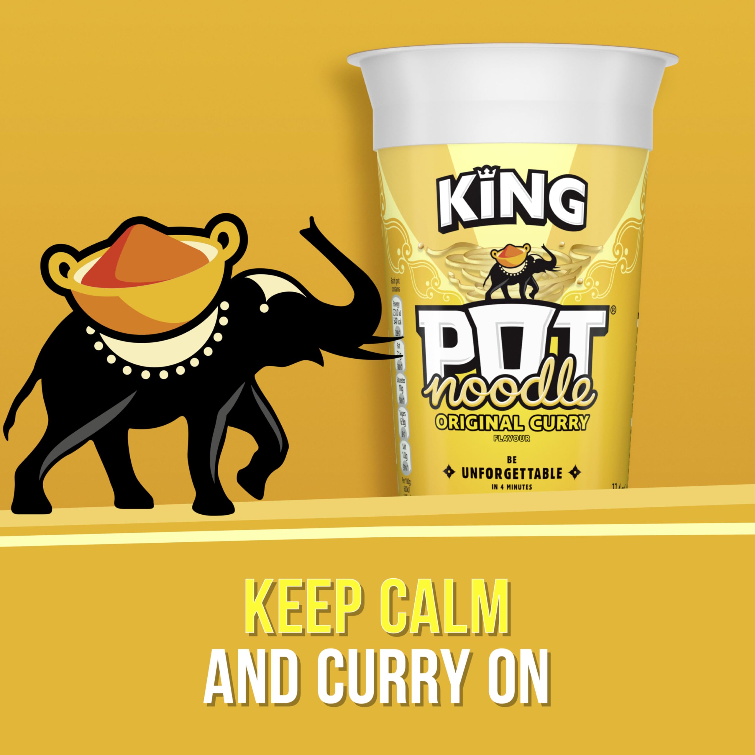 Pot Noodle King Size Original Curry Instant Vegetarischer Nudelsnack 114g