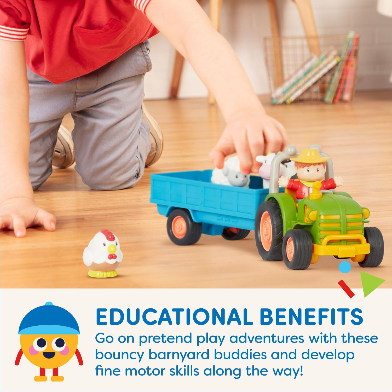 Battat Lights & Sounds Toy Tractor Playset - 7-Piece Farm Animal Set for Toddlers 18 Months+ 3