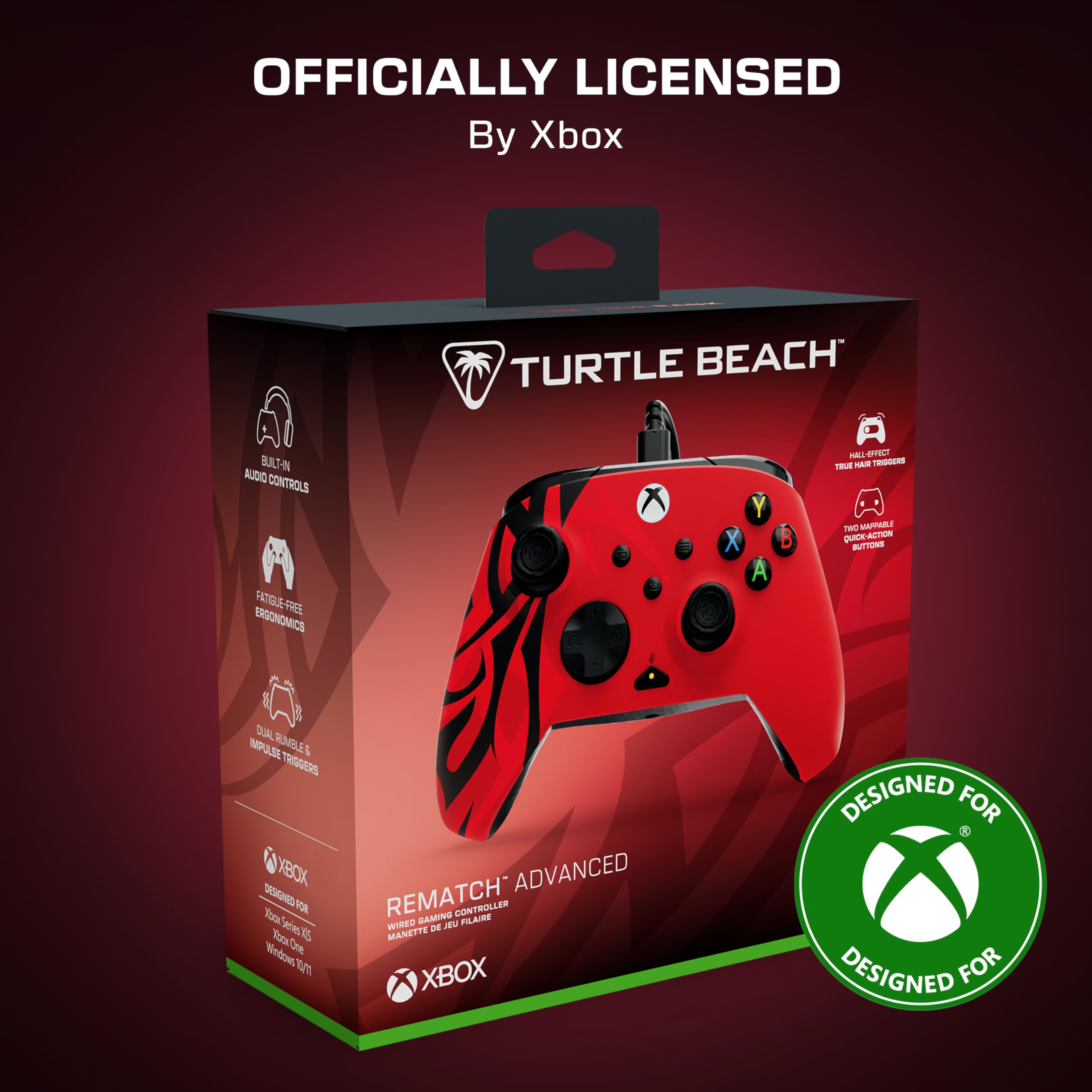 Turtle Beach Rematch Advanced Spirit Red Wired Gaming Controller for Xbox Series X|S, Xbox One, PC