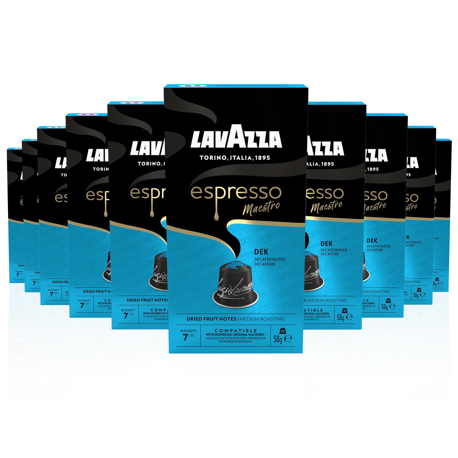 Lavazza Espresso Maestro Dek, 100 Aluminum Capsules, Decaffeinated Coffee for Nespresso Original Machines