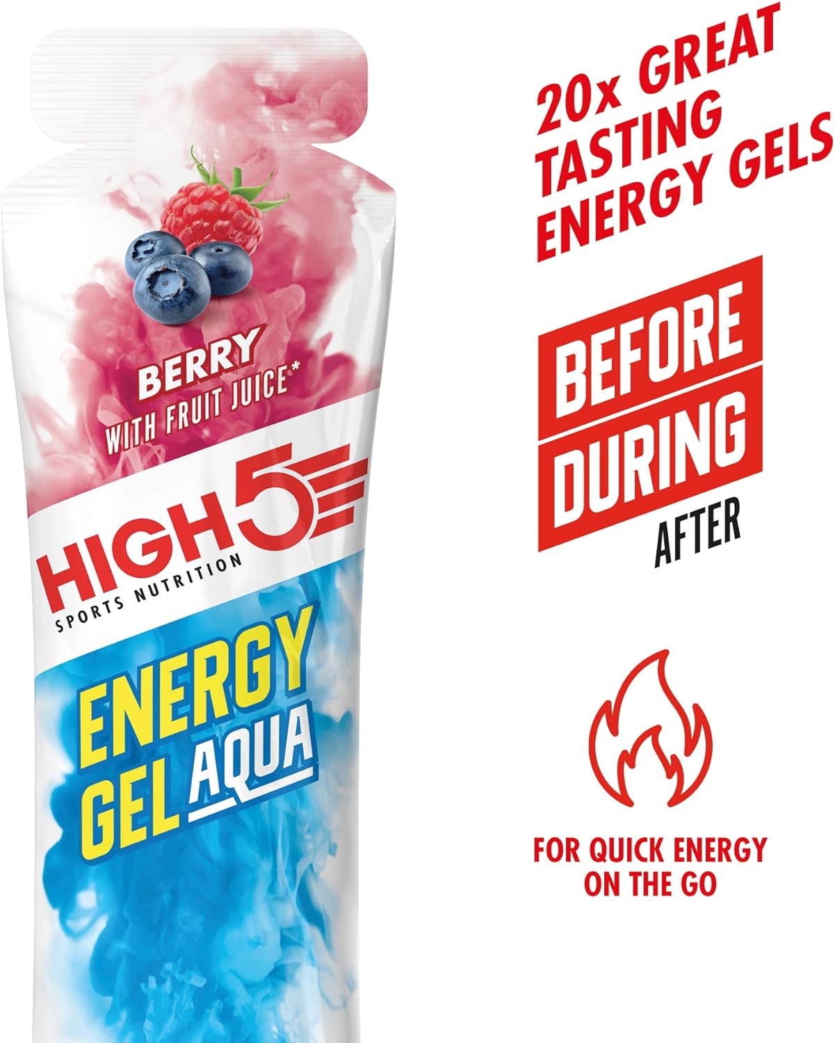 HIGH5 - Energy Gel Aqua Quick Release Energy Gel with Natural Fruit Juice (20 x 66g Sachets, Berry Flavor) 11
