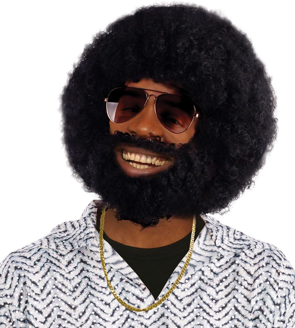 Bristol Novelty Afro Wig and Facial Hair - One Size