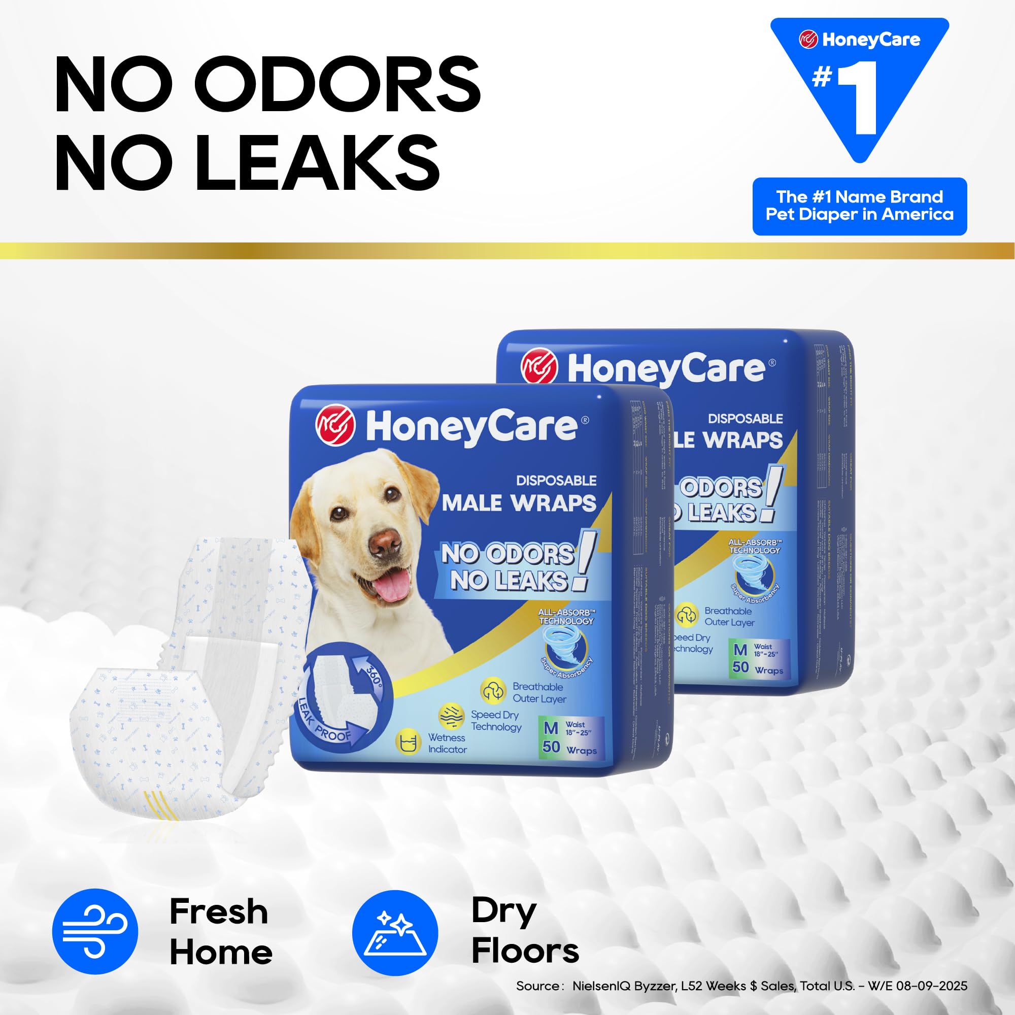 HONEY CARE All-Absorb Male Dog Wrap - Breathable, Leak-Proof | Medium, 50 Count 3