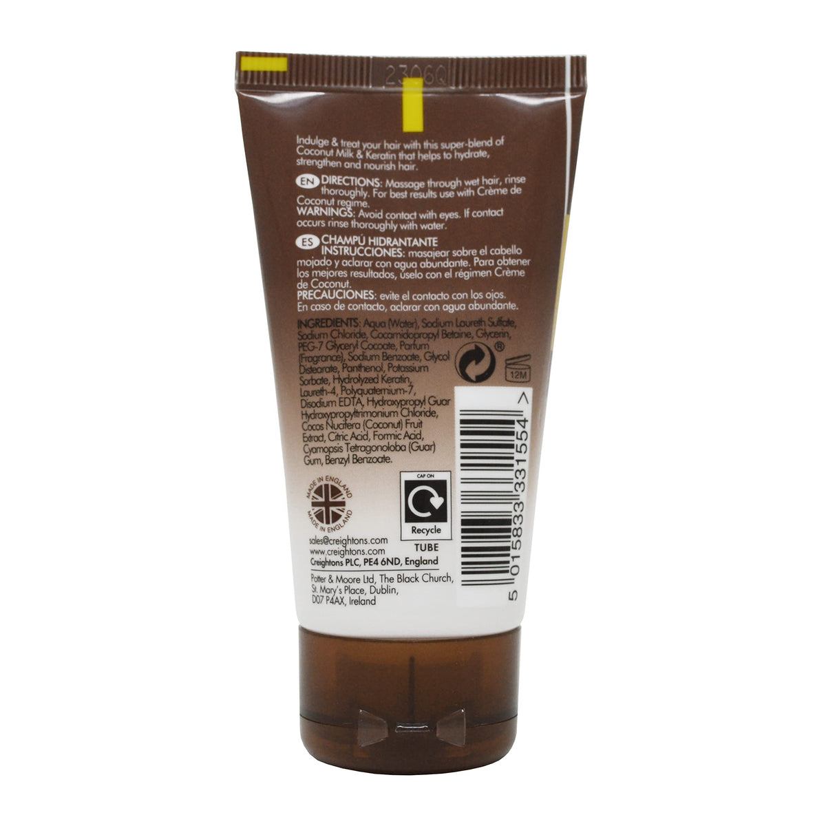 Creightons Crème De Coconut & Keratin Moisturising Shampoo - Hydrates & Nourishes | 50ml Travel Size