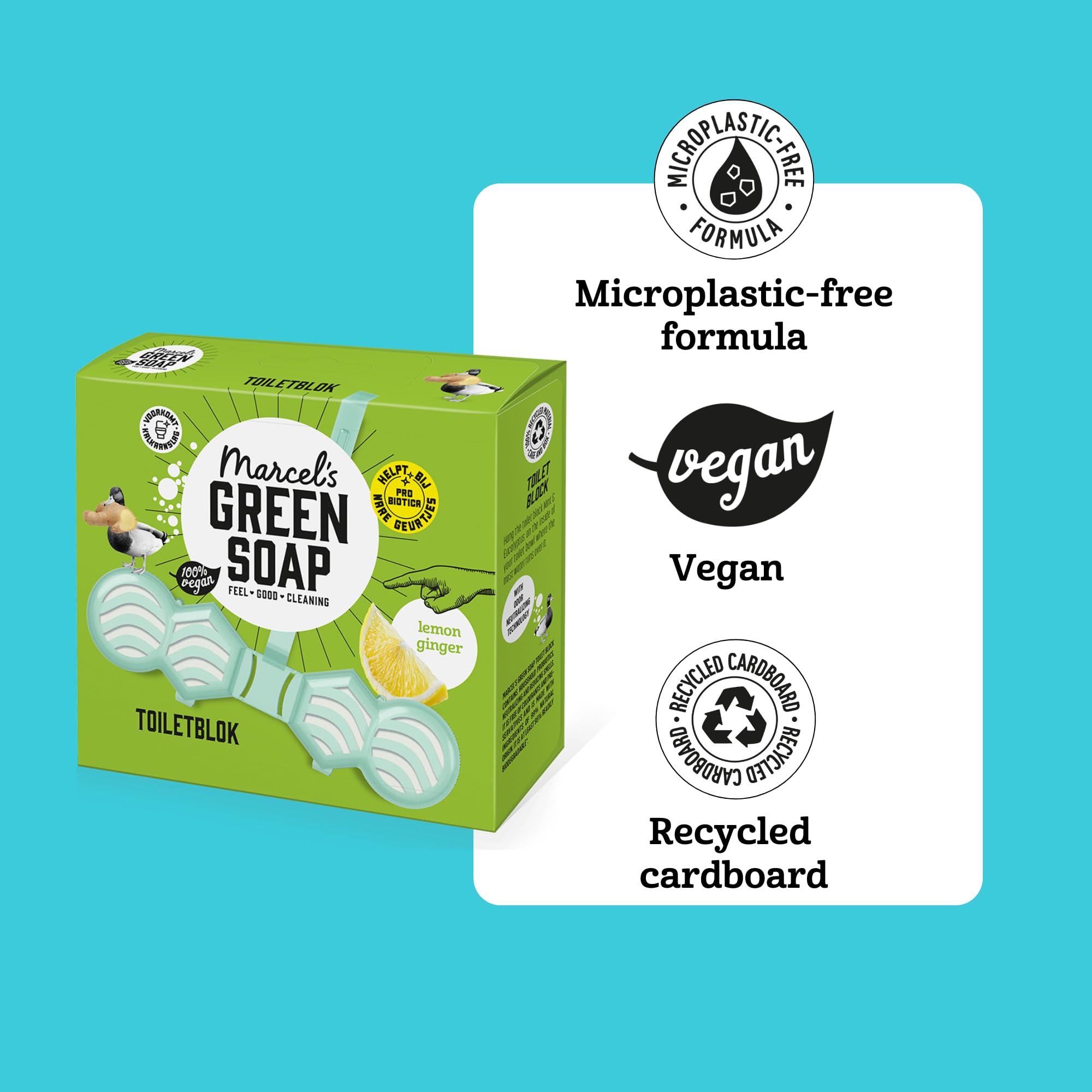 Marcel's Green Soap - Lemon & Ginger Toilet Block Fragrant Freshener