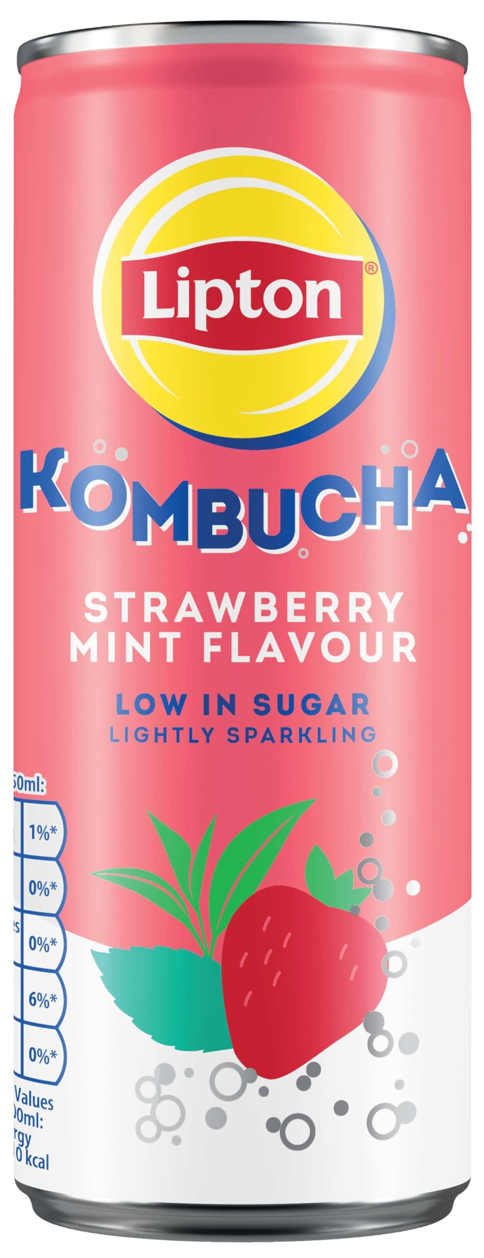 Lipton Kombucha Strawberry & Mint Flavored Tea Drink, 250ml (Pack of 4)