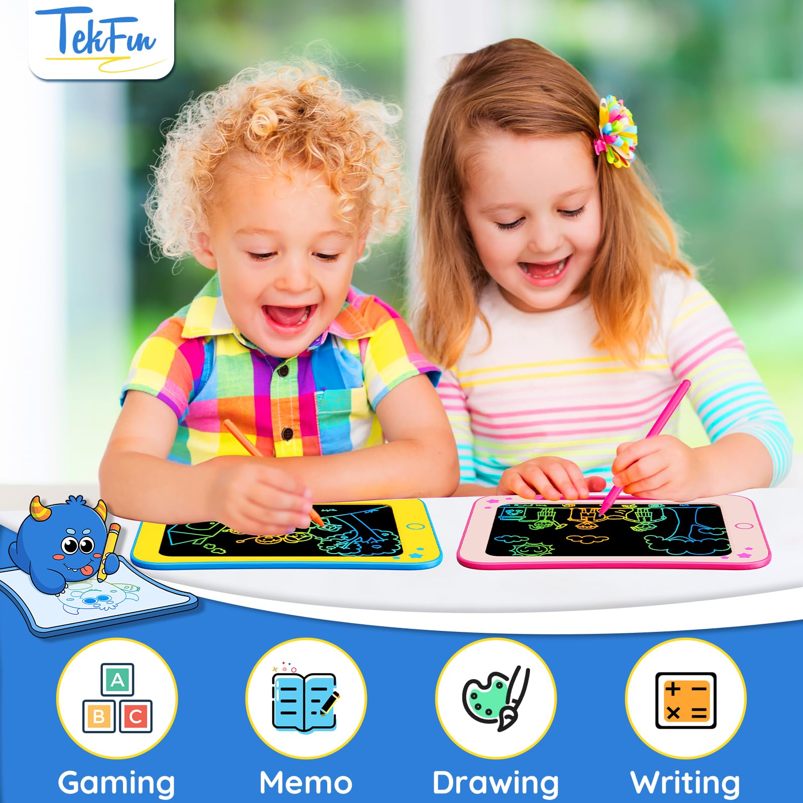 TEKFUN 8.5 Inch LCD Writing Tablet for Kids - Educational Drawing Board for 3-8 Year Olds