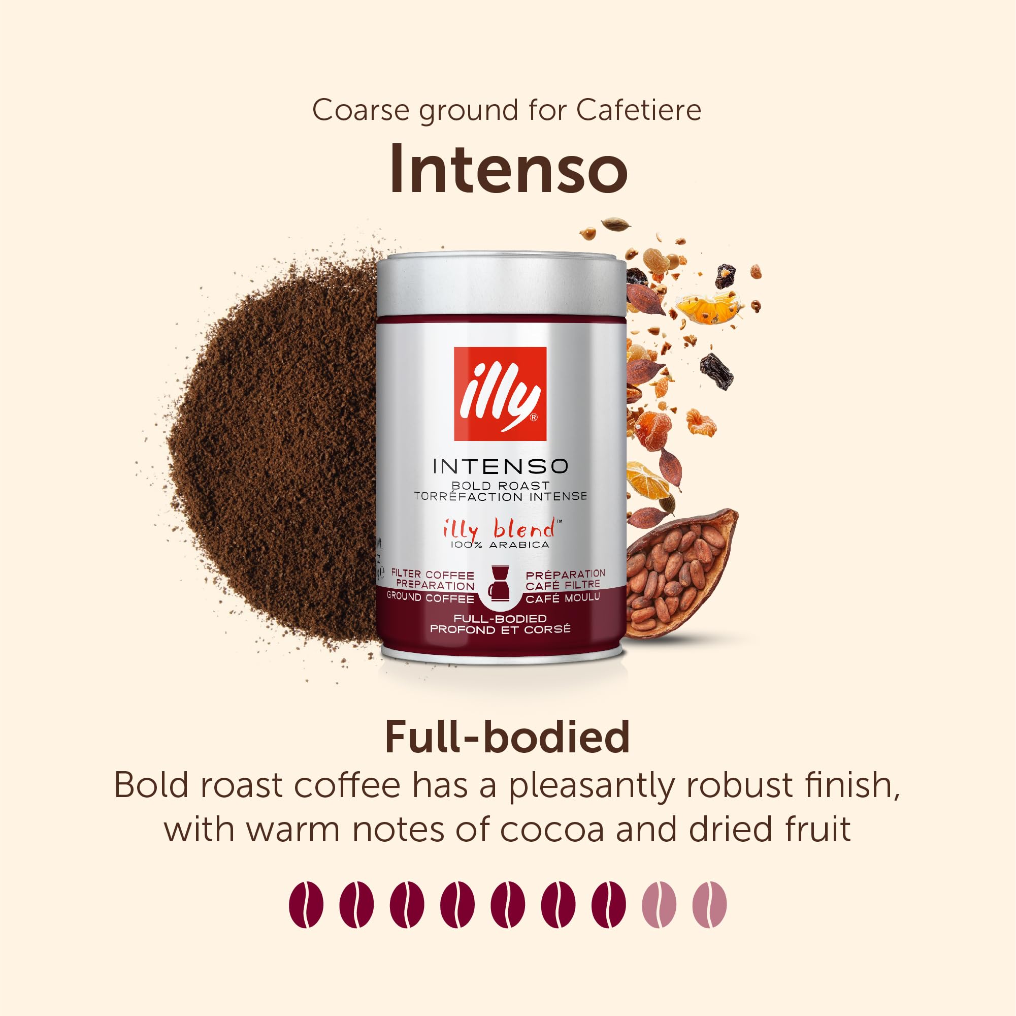 illy Intenso Ground Coffee - Dark Roast, 100% Arabica Blend | Coarse Grind 250g 2