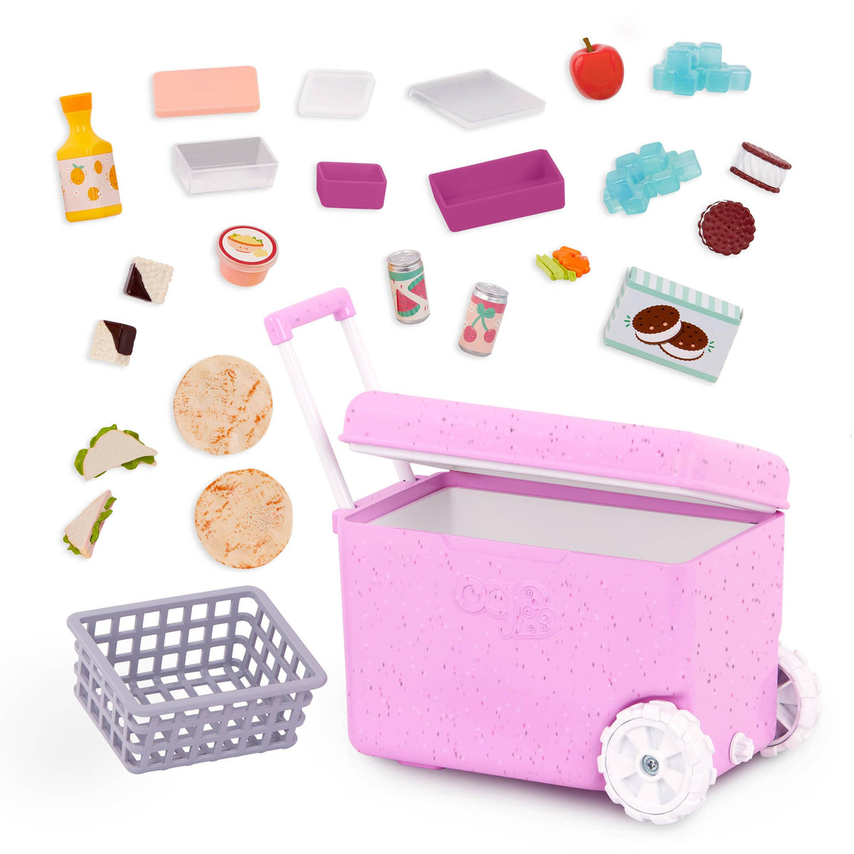 Our Generation Camping Cooler - Rolling Pretend Food Set for 18-inch Dolls