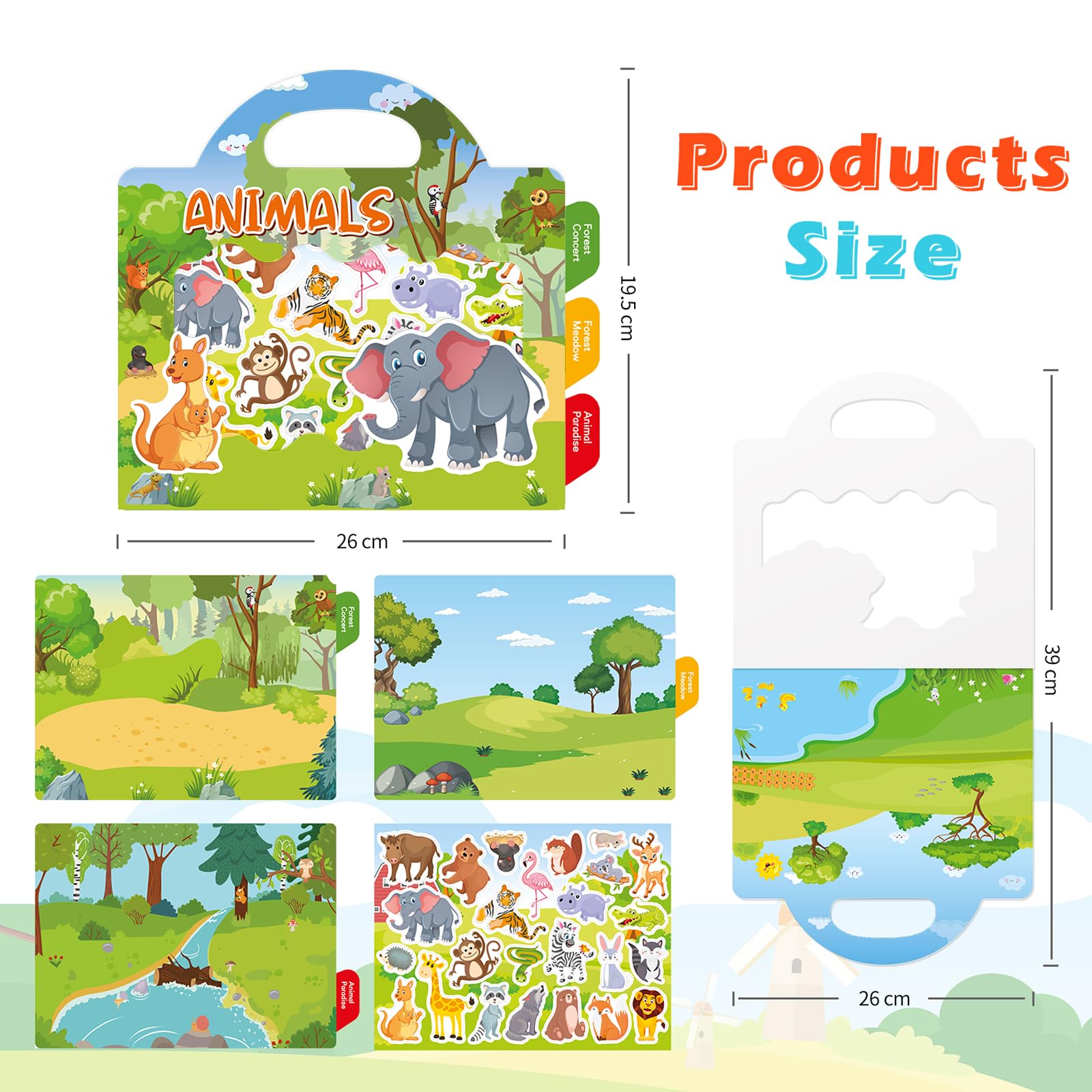 GUYUCOM 2 Pack Reusable Sticker Books for Toddlers - Educational Dinosaur & Animal PVC Stickers for Kids Ages 2-4 3