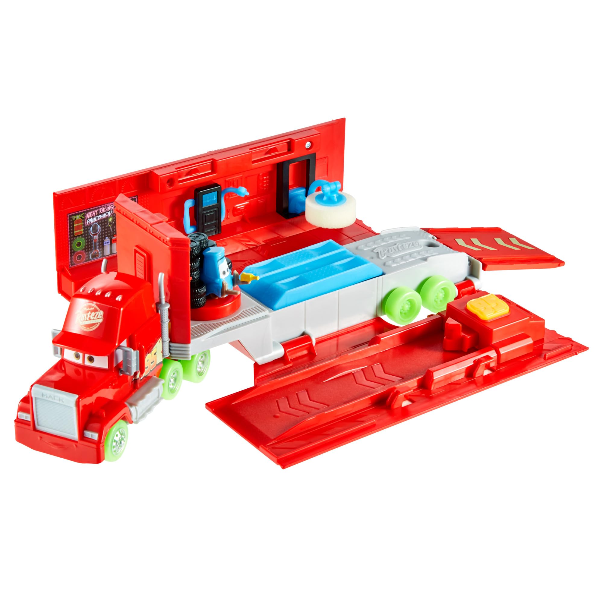 Mattel Disney and Pixar Cars Glow Racers Transforming Mack Playset | Glow-in-the-Dark Tune-Up Station | HPX76 3