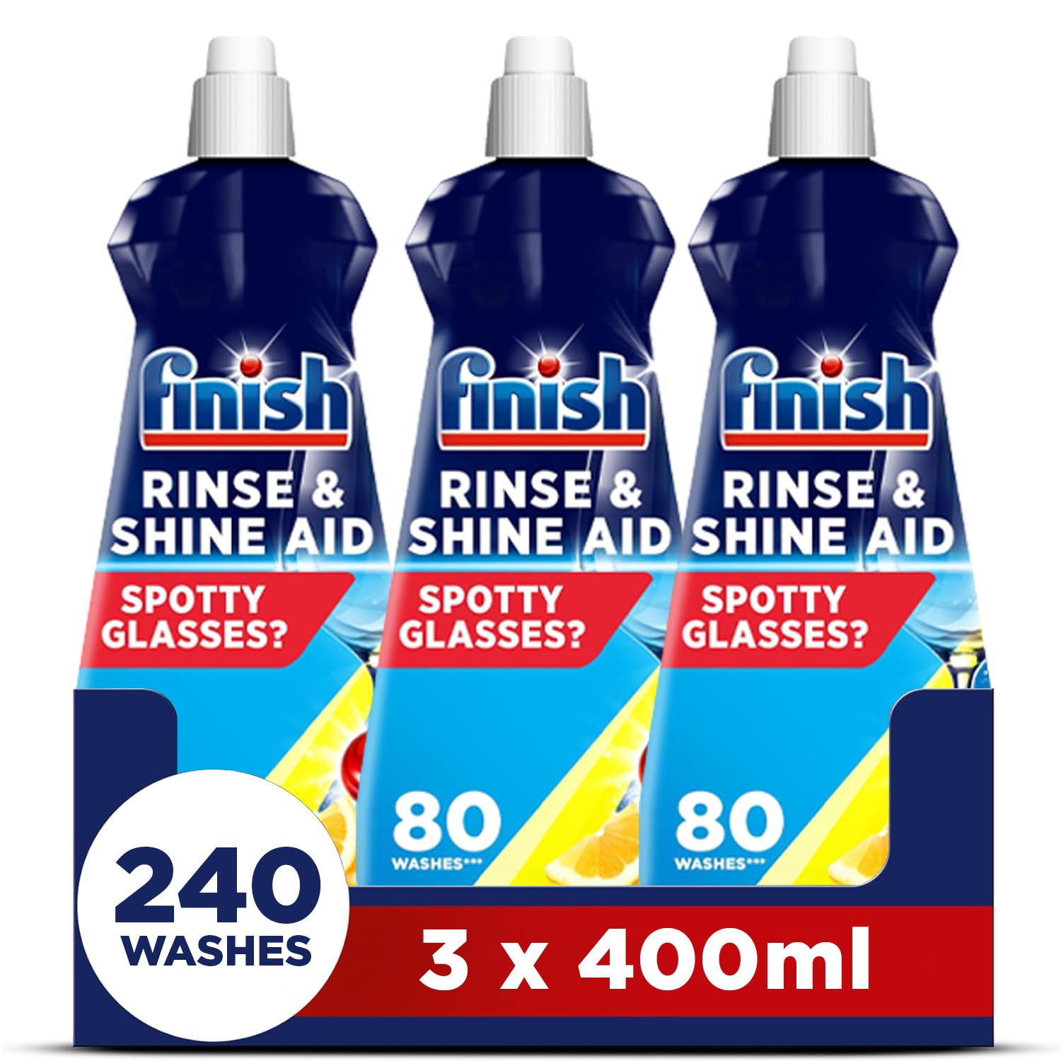 Finish - Rinse & Shine Dishwasher Rinse Aid, Lemon, 1.2L (400ml x 3)