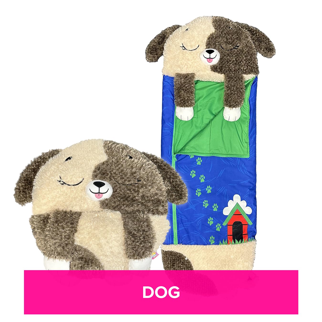 Happy Nappers Kids Sleeping Bag - Brown Dog - 2-in-1 Plush Toy & Sleeping Bag for Unisex Youth 9