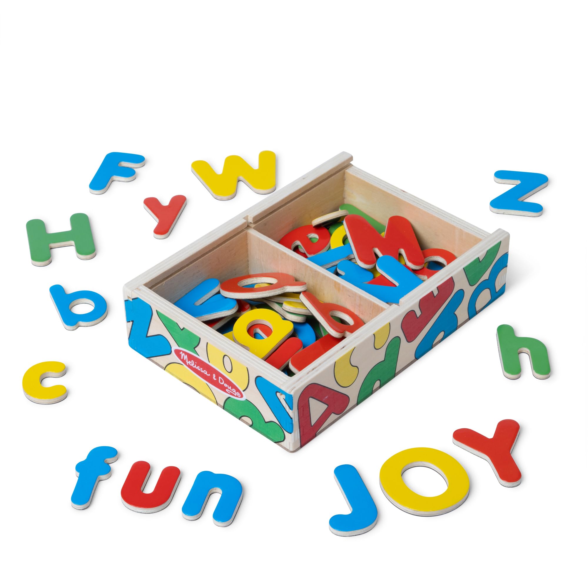 Melissa & Doug Magnetic Wooden Letters Set - 52 Pieces | Ages 3+ | English & Spanish Learning