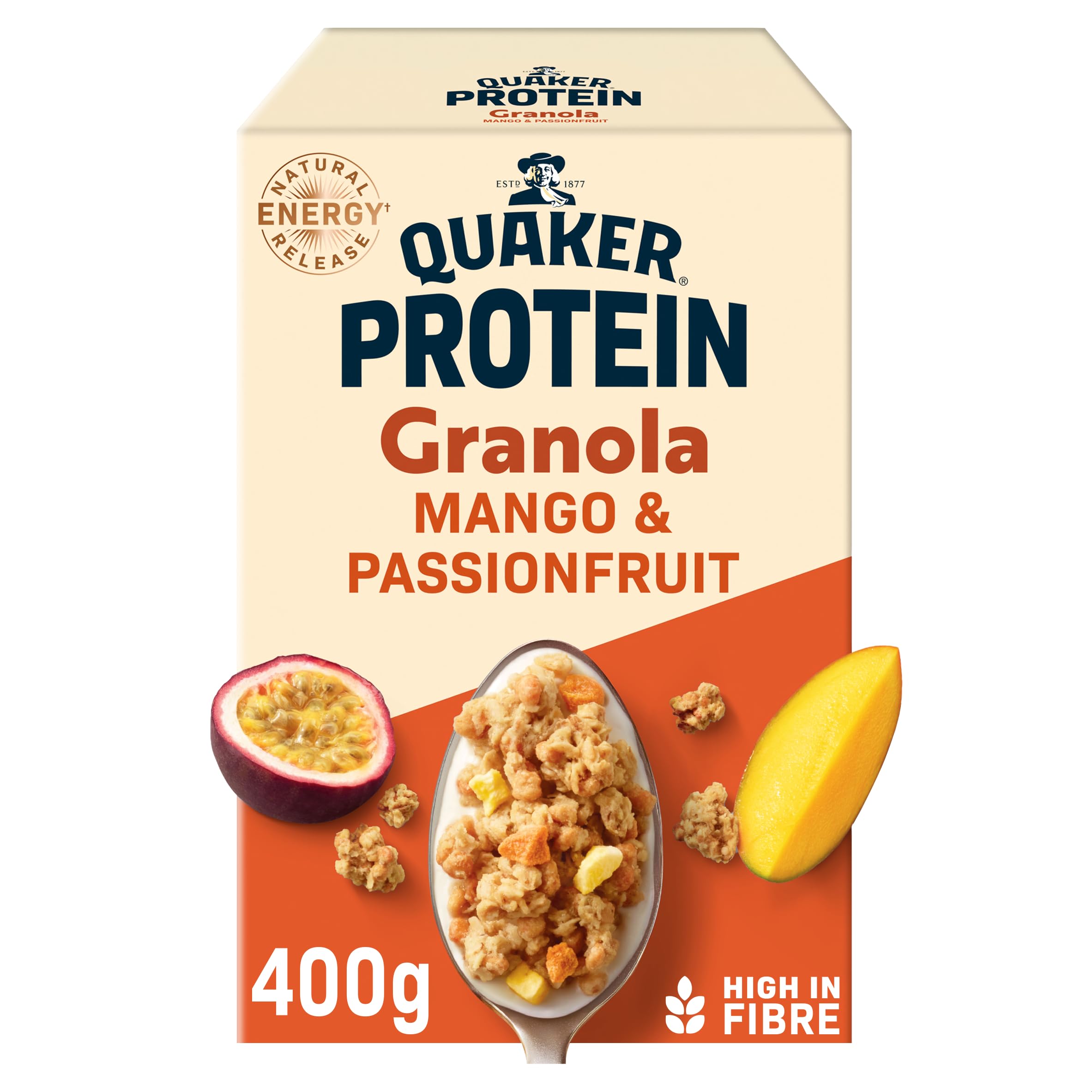 Quaker Protein Granola Mango & Passionfruit - 22g Protein per 100g | High Fibre | 400g