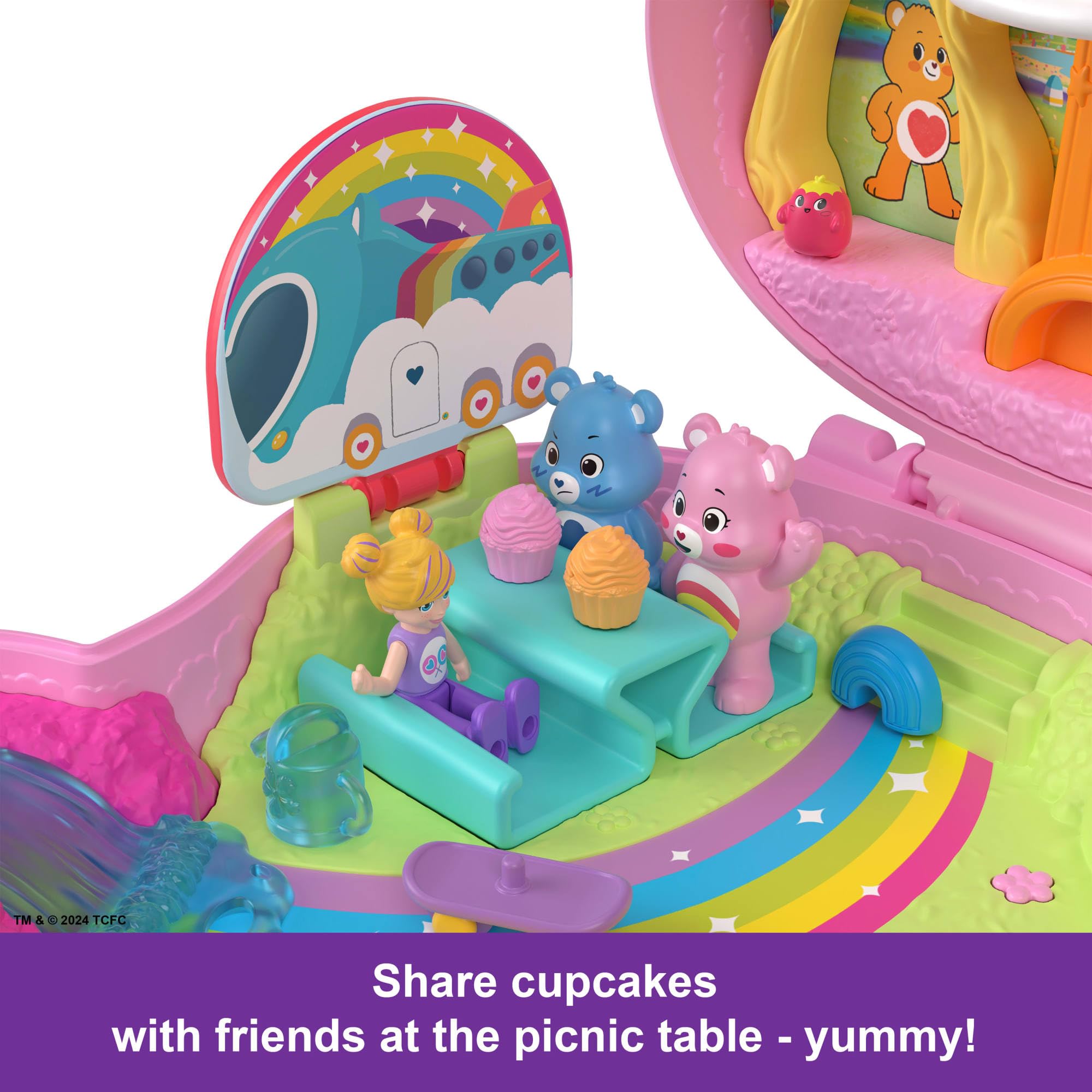 Polly Pocket x Care Bears Playset - Compact with Dolls, Car & Accessories 3