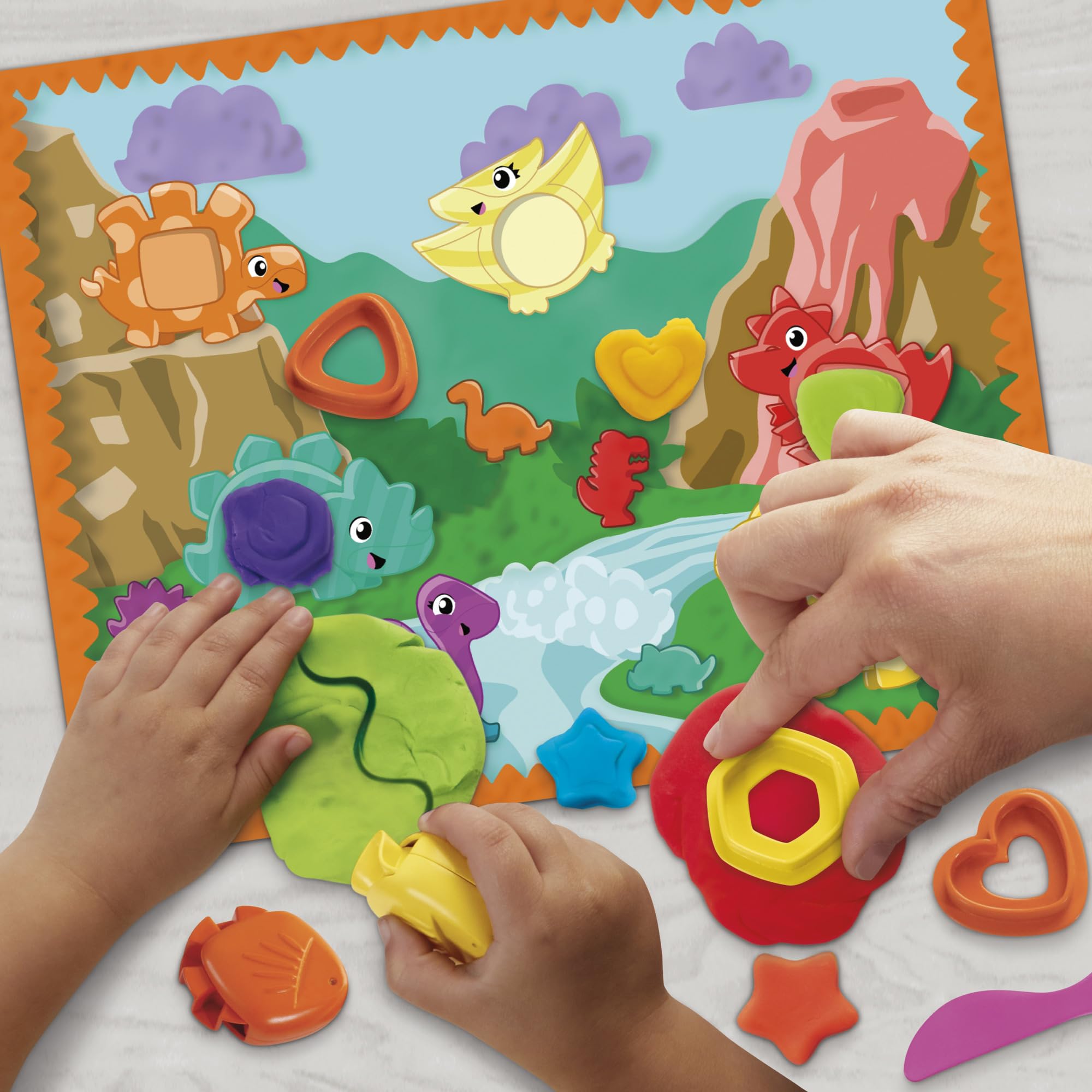 Play-Doh Shapes & Colours Dinosaur Toy - Preschool Creative Playset for Ages 3+ 4