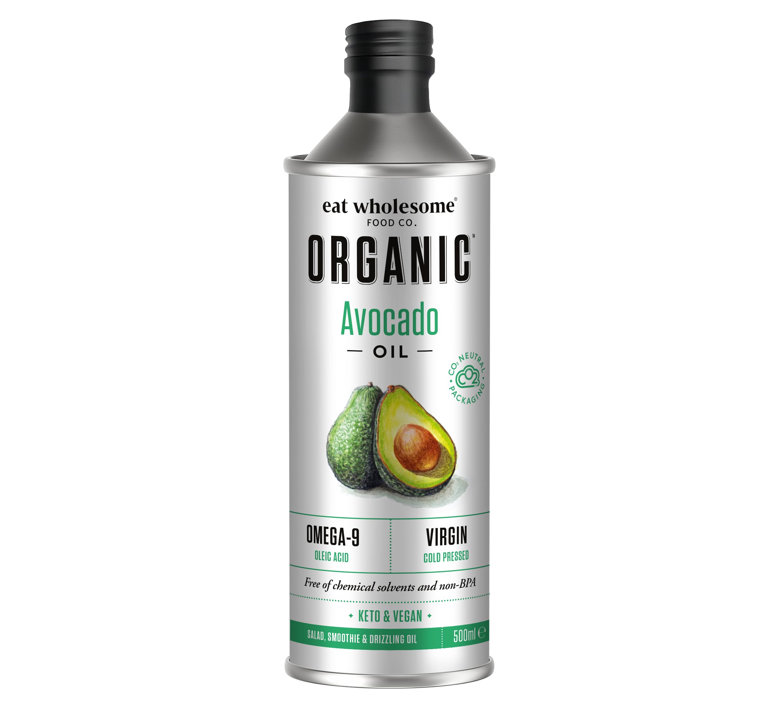 Eat Wholesome Organic Avocado Oil - Cold Pressed, Omega-9 Source | 500ml