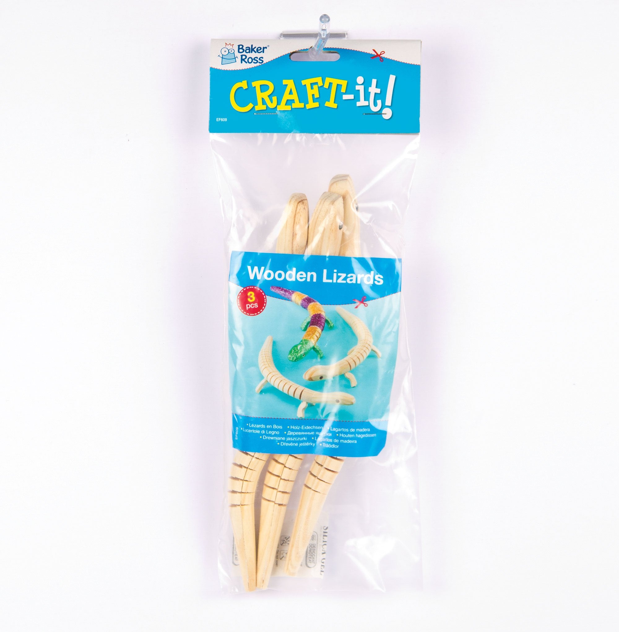 Baker Ross Flexible Jointed Wooden Lizards Craft Kit - Pack of 3, 22cm Long 2